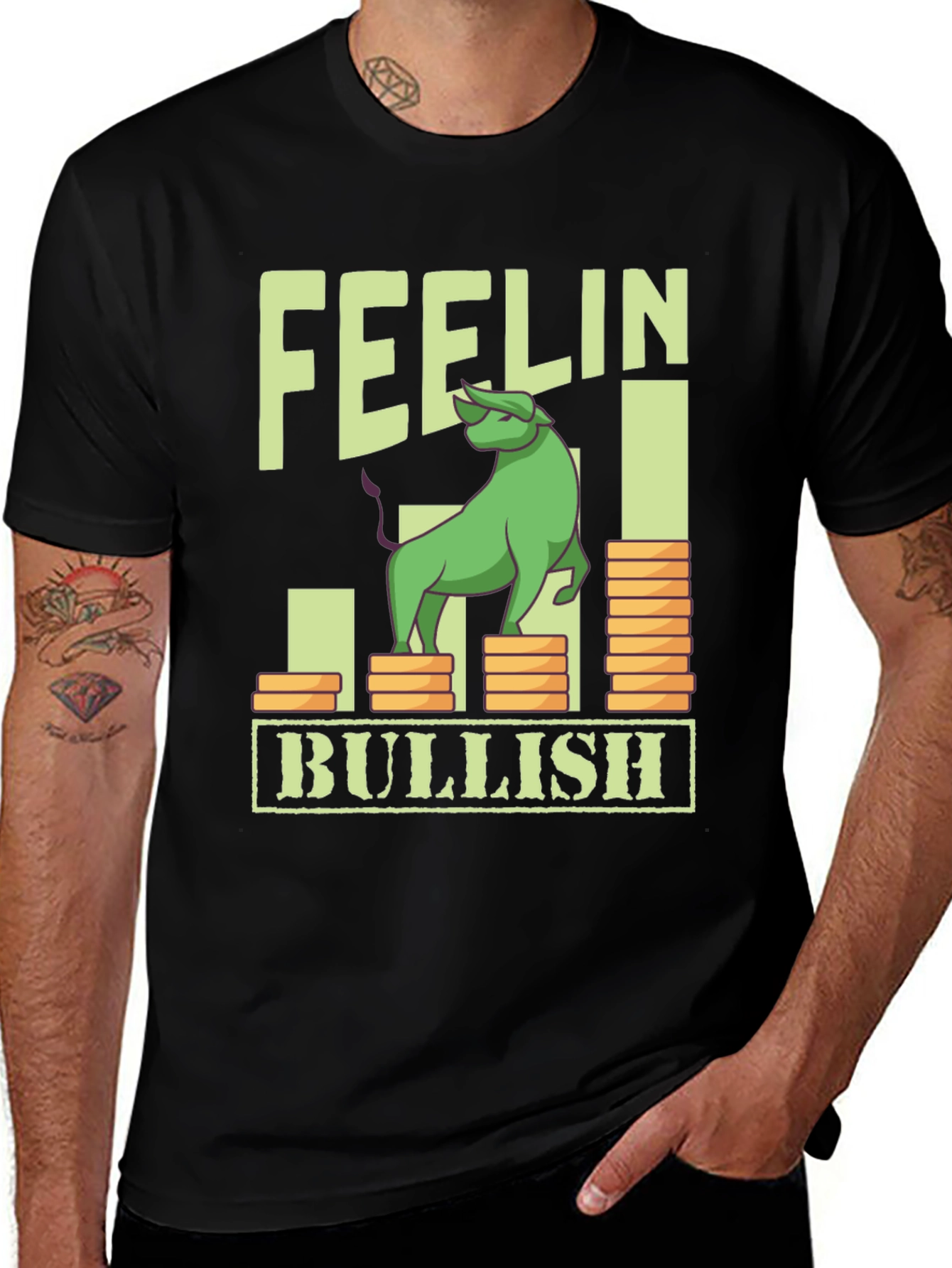Feelin' Bullish Black Graphic T-Shirt