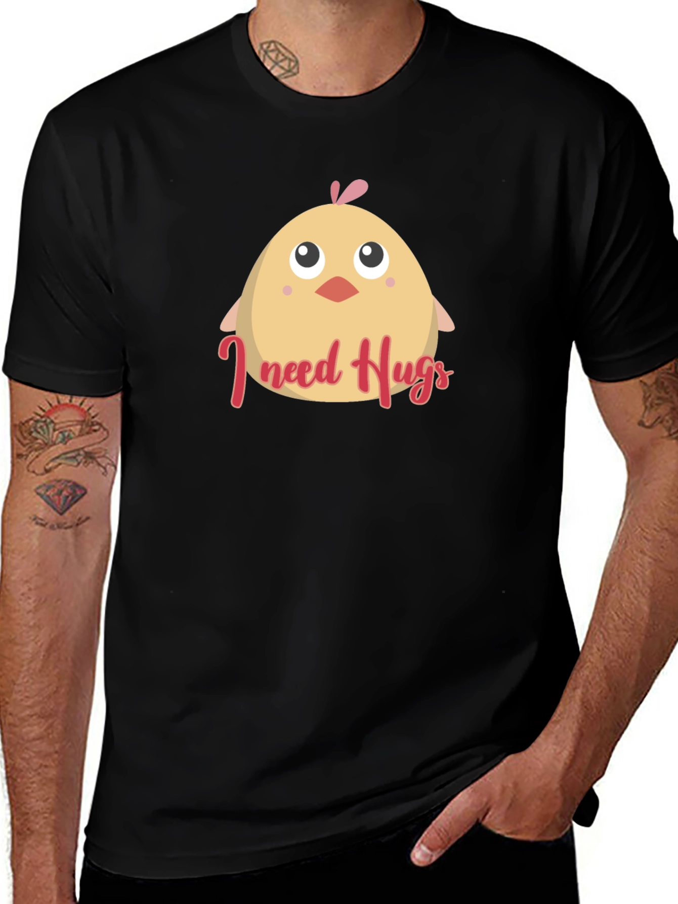 Variant 18 of Cute "I Need Hugs" Chick Graphic Tee