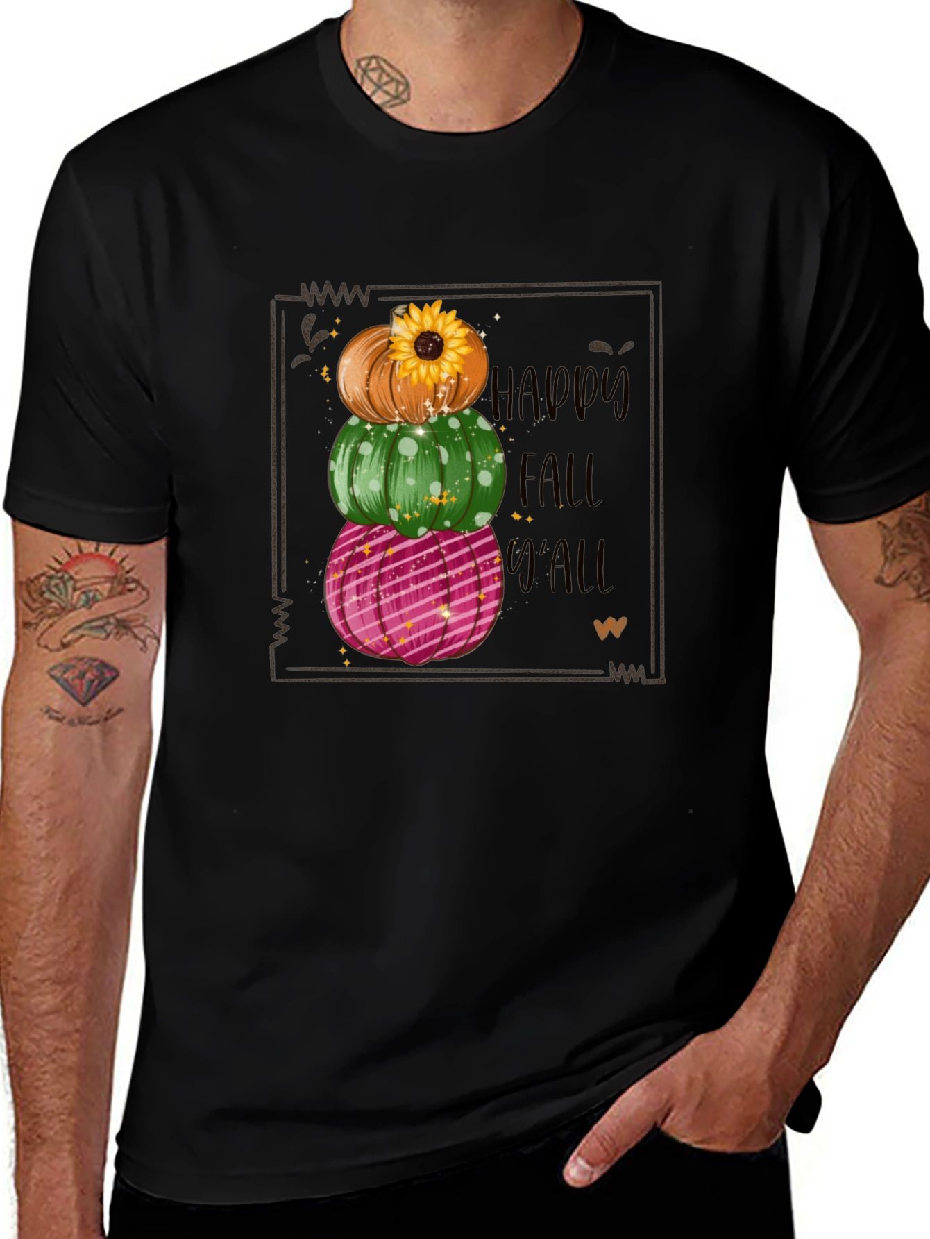 Variant 13 of Happy Fall Y'all Stacked Pumpkin T-Shirt