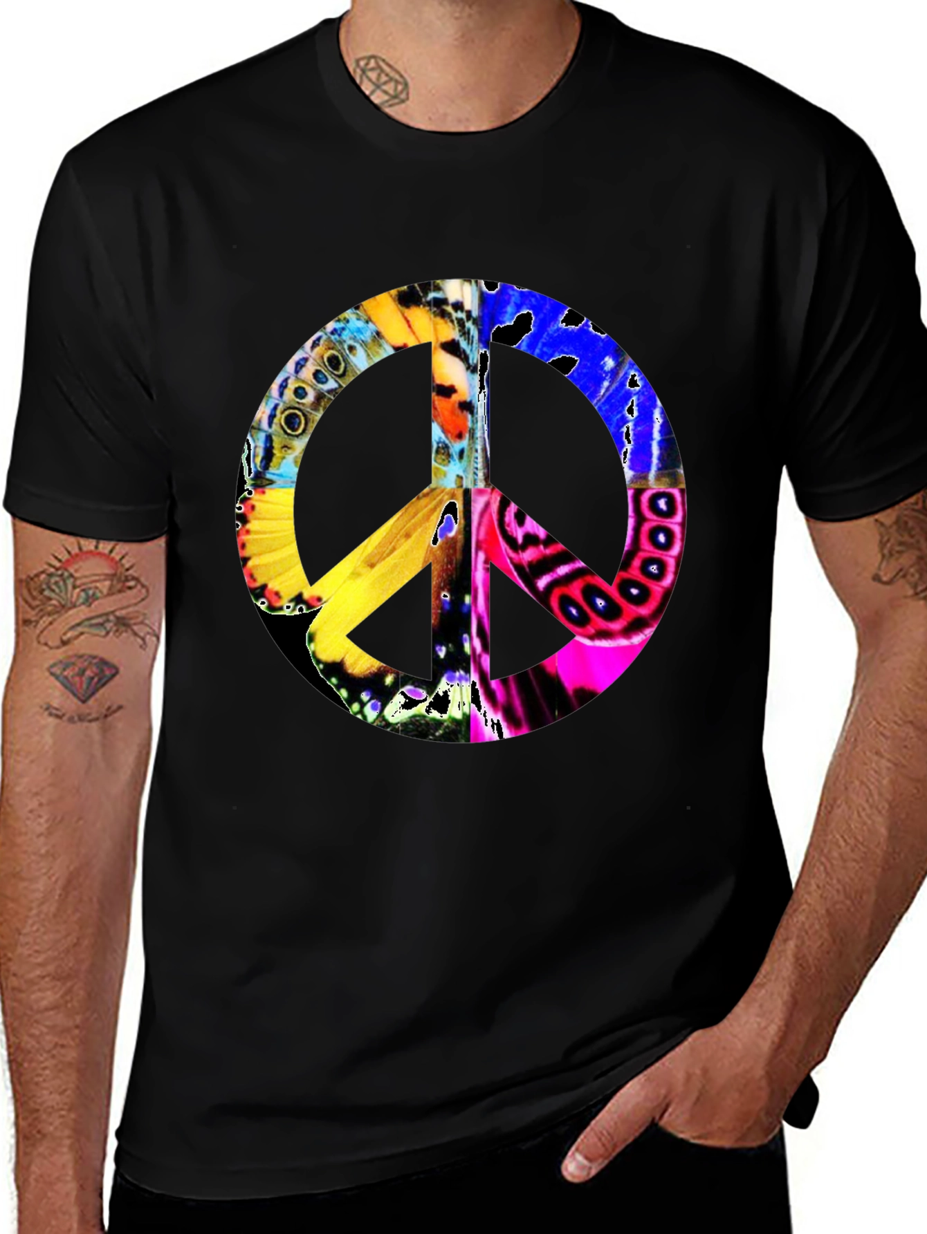 Variant 14 of Vibrant Peace Sign Graphic Tee - Bold Style, Soft Comfort