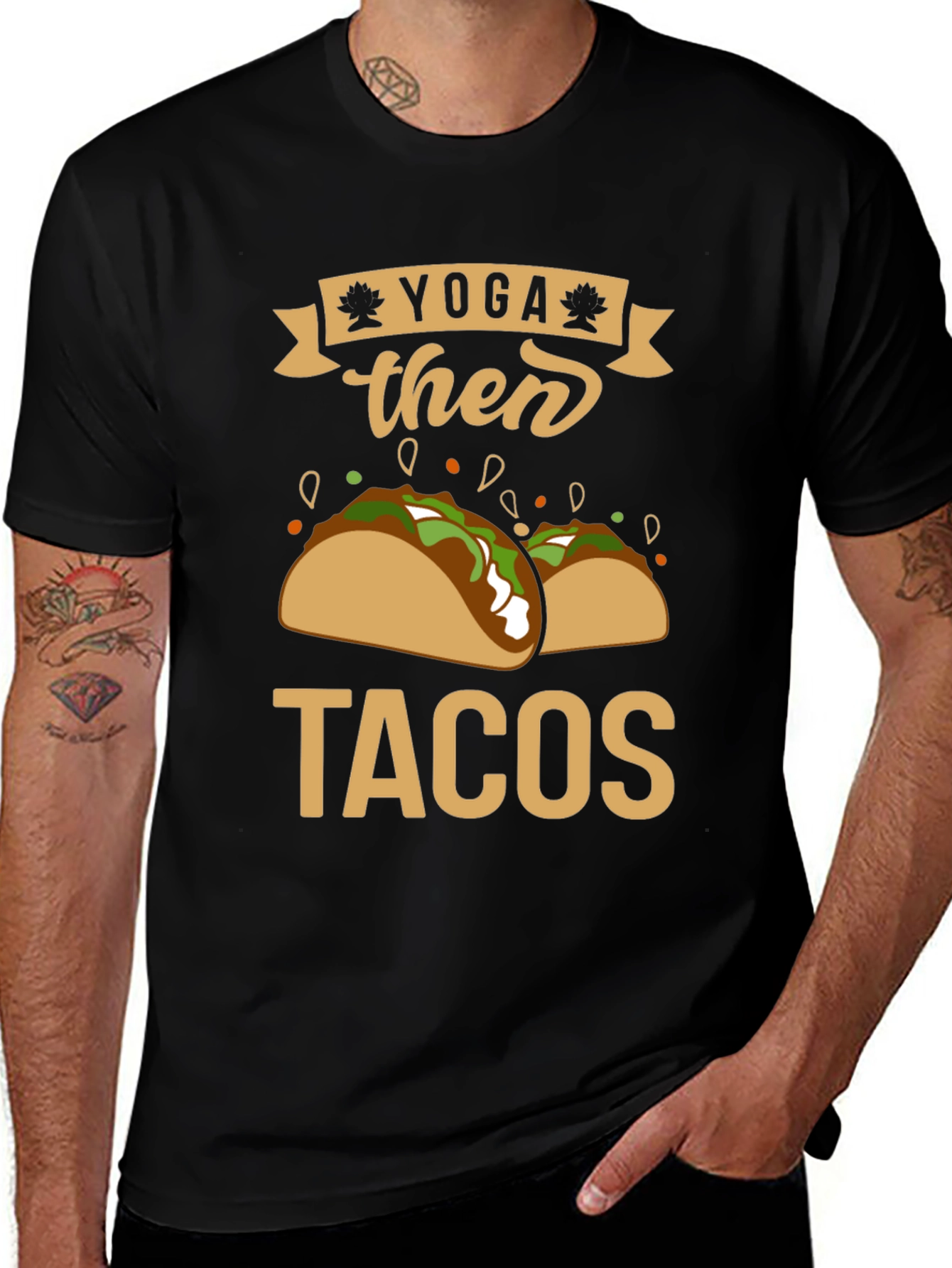 Variant 16 of Yoga Then Tacos Black Graphic Tee Shirt