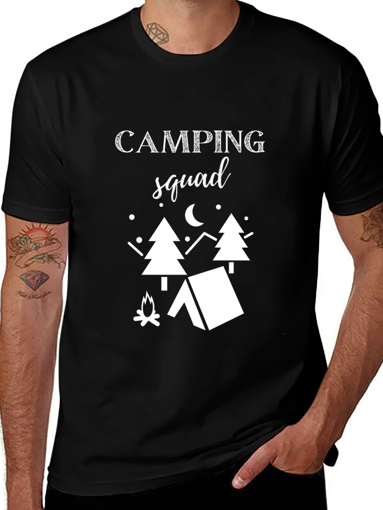 Black Camping Squad Graphic Tee - Black Unisex T-Shirt main image