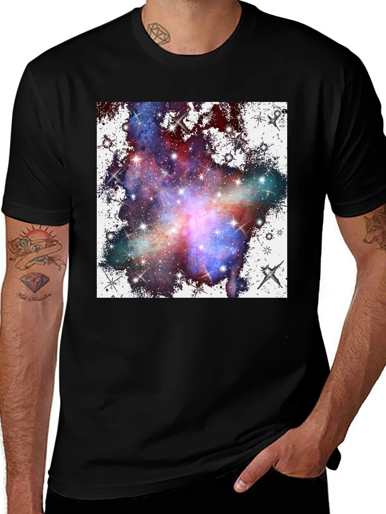 Galaxy Print Black T-Shirt