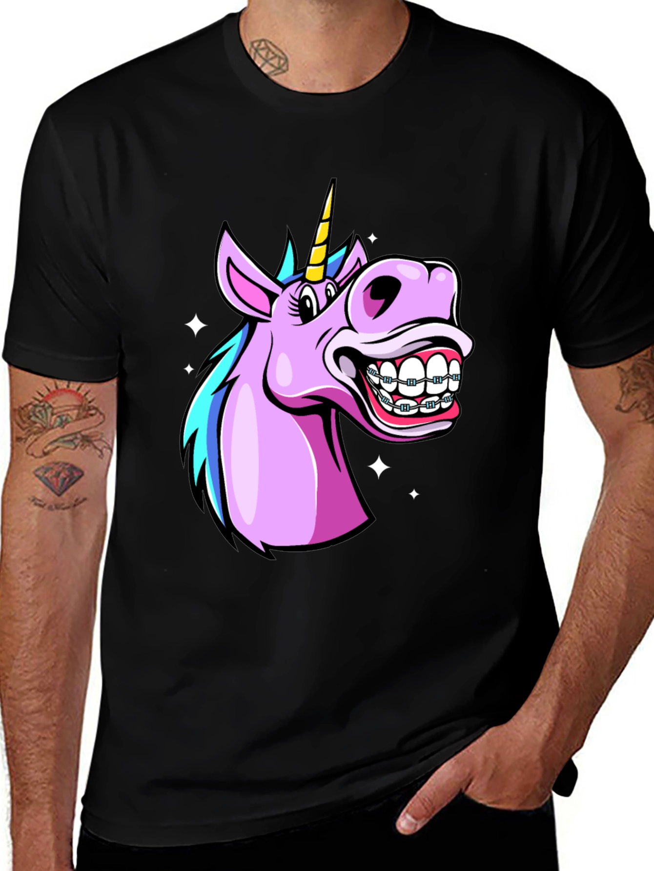 Variant 12 of Unicorn Braces Graphic Tee - Funny Cartoon T-Shirt