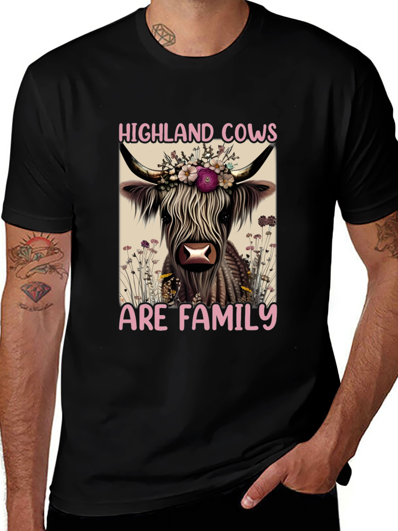 Highland Cows Are Family Black T-Shirt