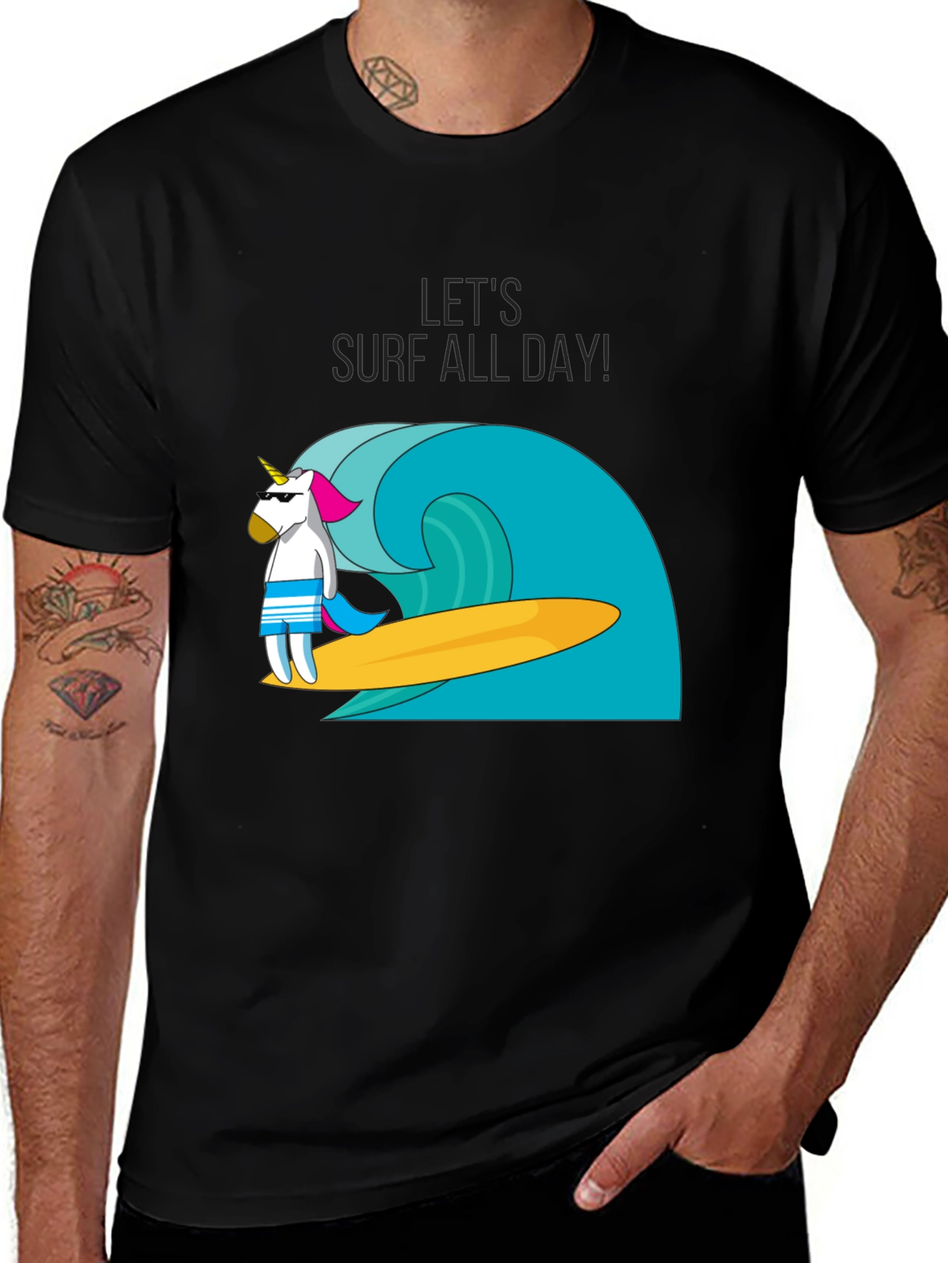 Variant 18 of Cool Unicorn Surfing T-Shirt