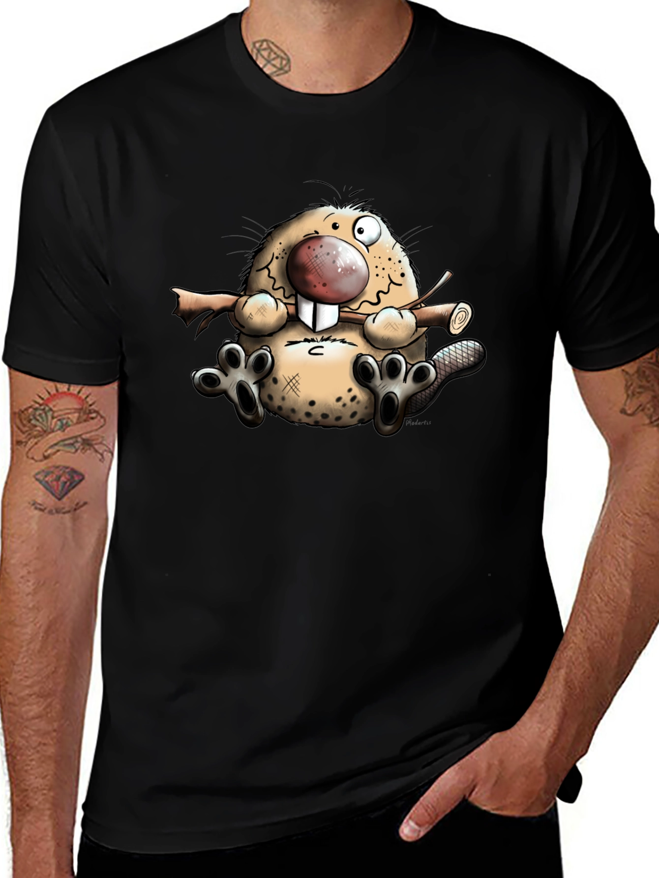 Variant 3 of Cartoon Beaver Graphic T-Shirt