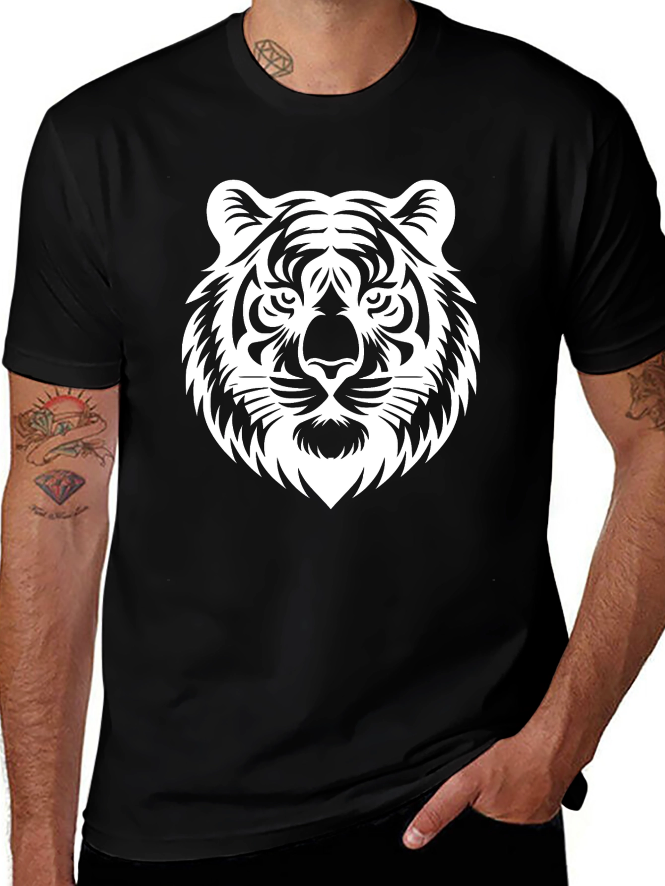 Variant 24 of Tiger Graphic Black T-Shirt, Bold Animal Print
