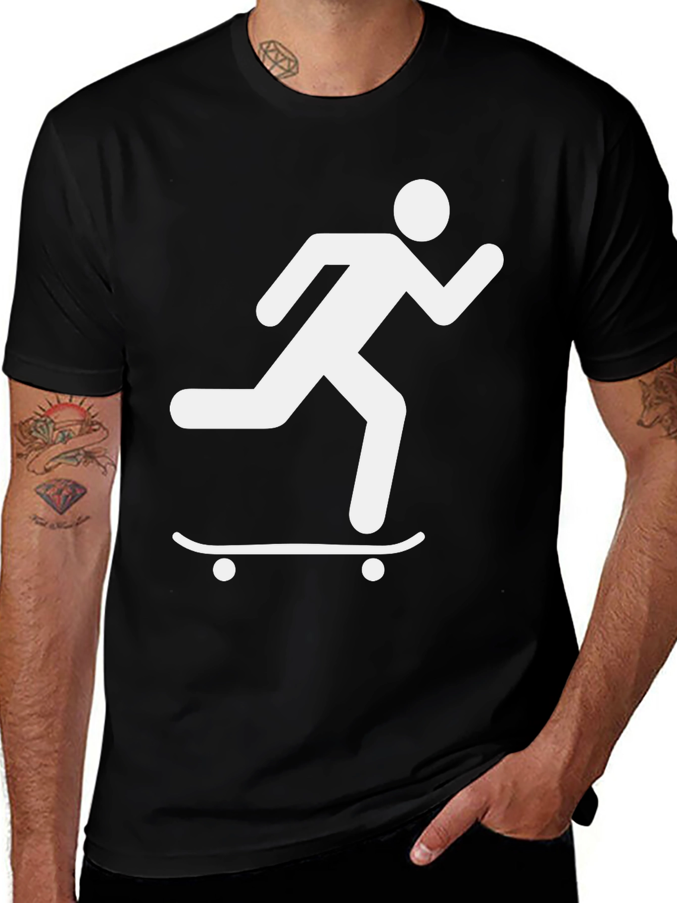 Variant 21 of Skateboard Runner Graphic Tee - Black