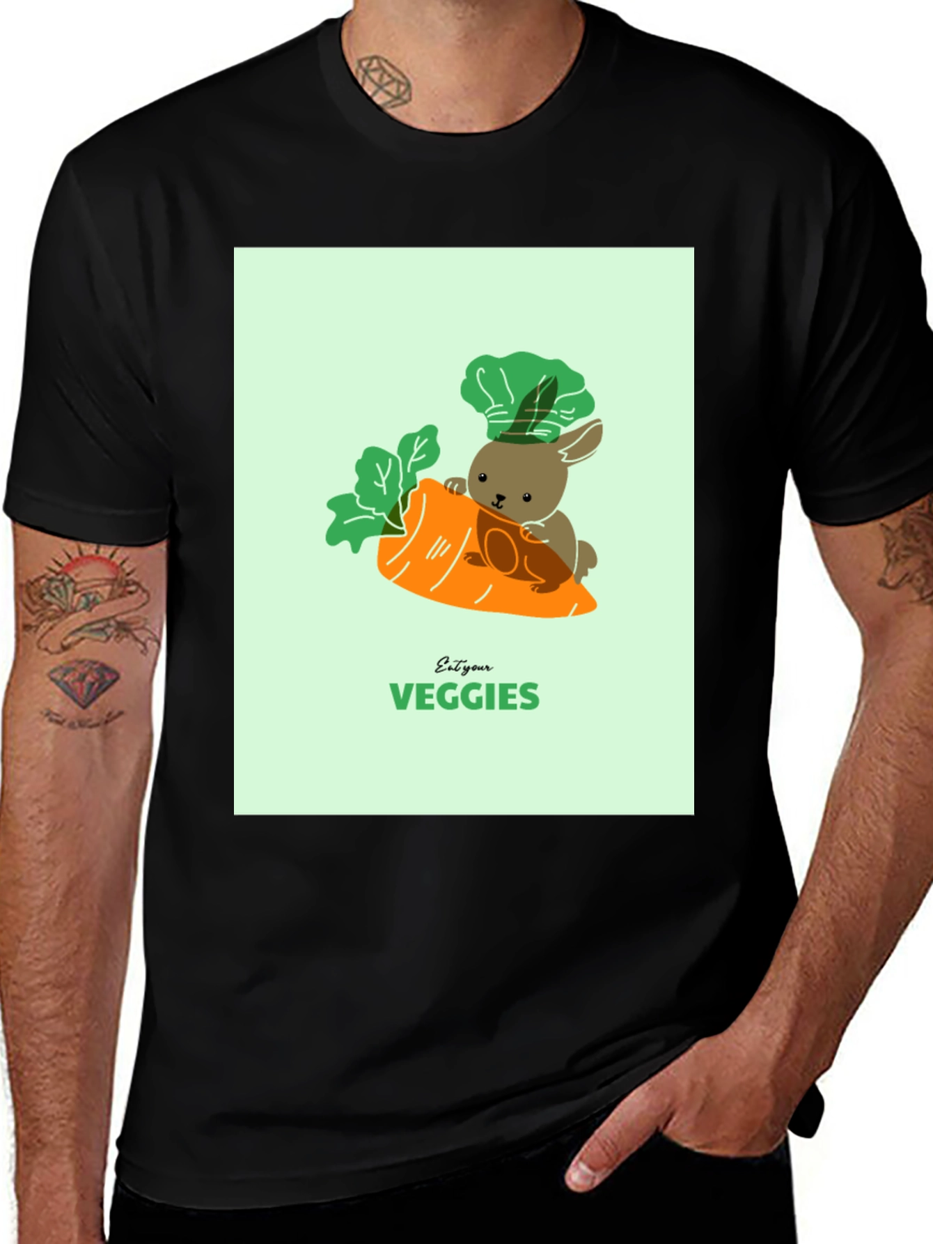 Variant 9 of Eat Your Veggies T-Shirt - Cute Bunny Carrot Tee
