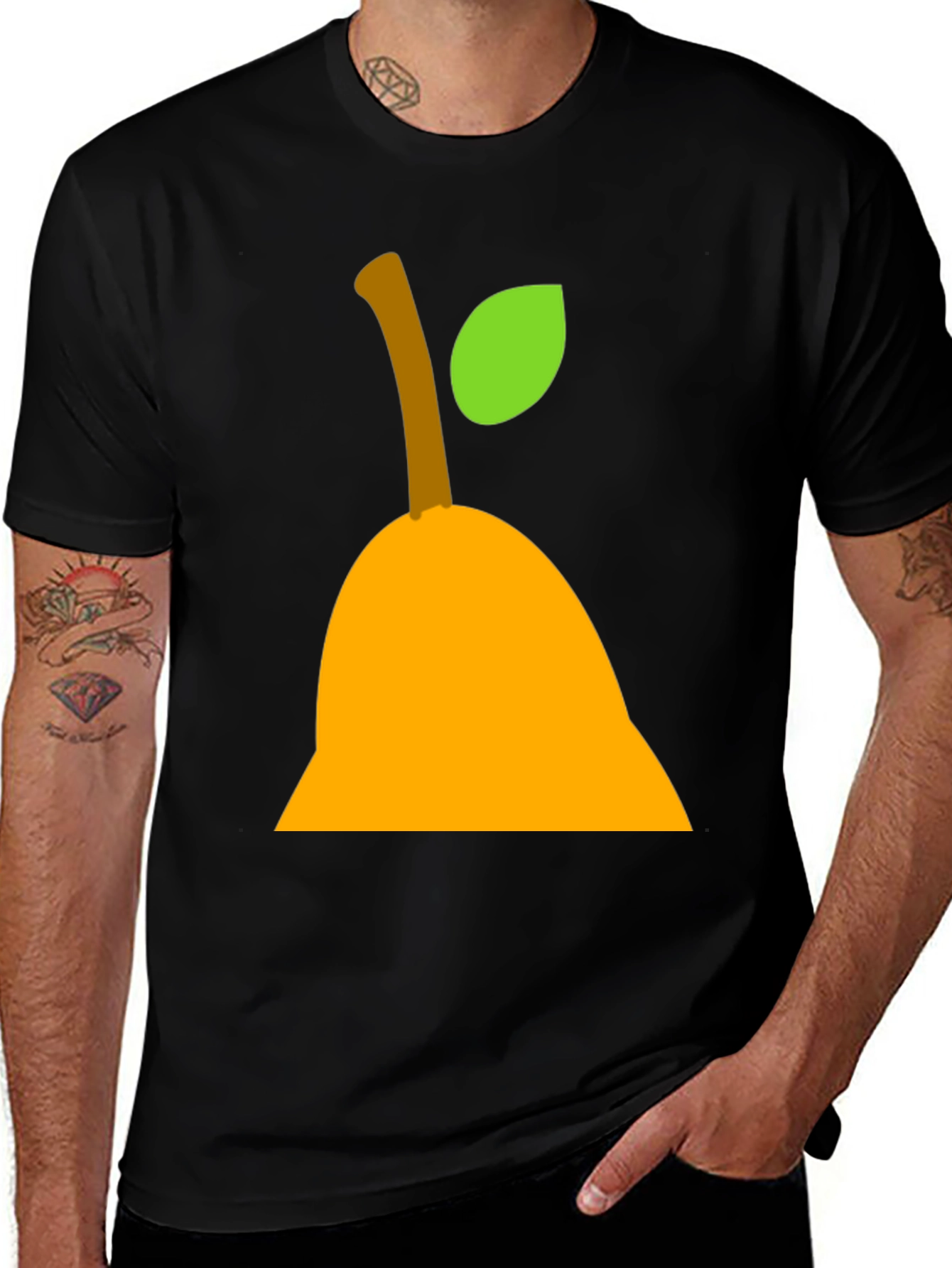 Variant 10 of Pear Graphic Tee - Black Cotton Shirt