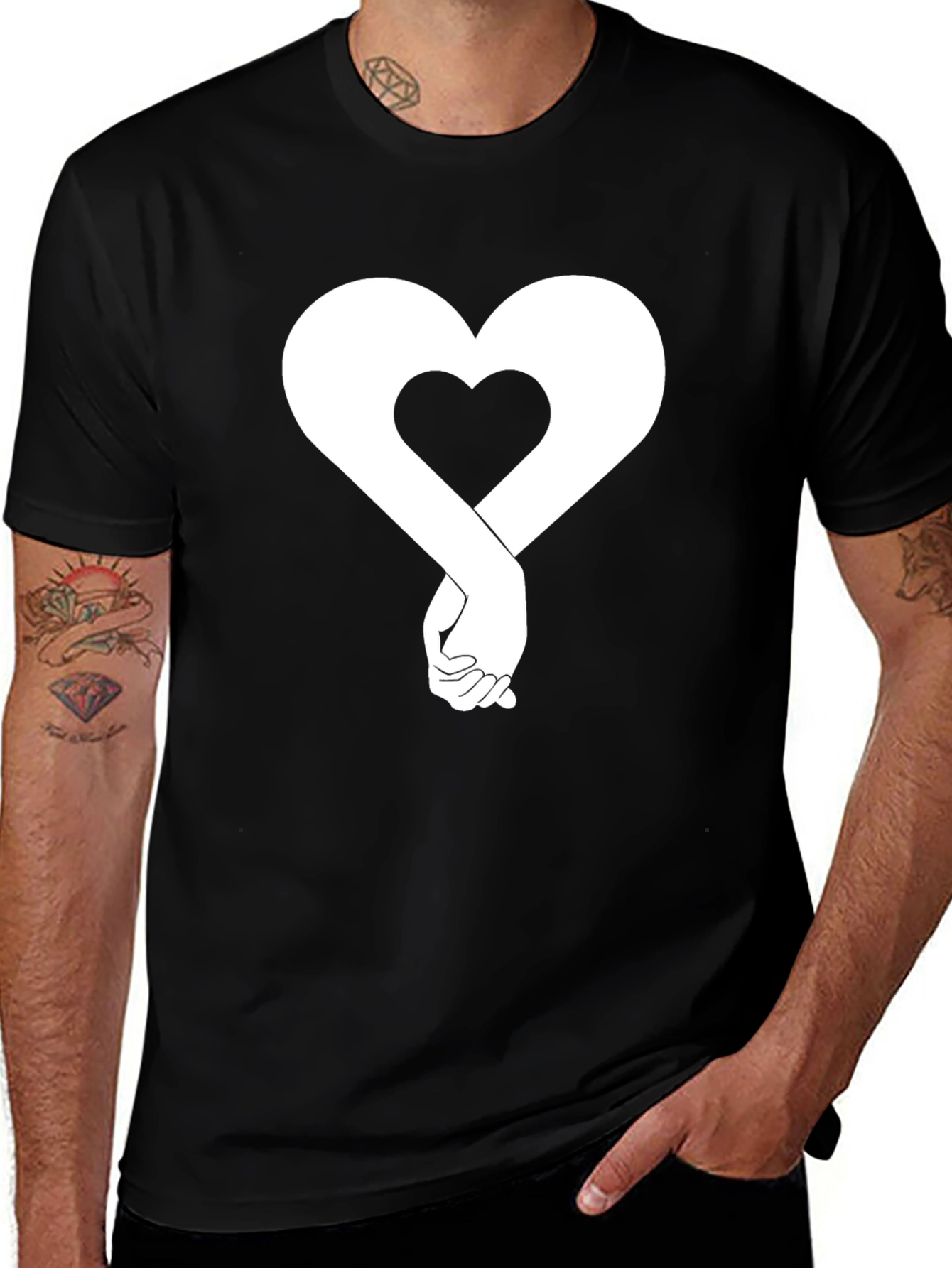 Variant 18 of Heart Hands Graphic T-Shirt - Black