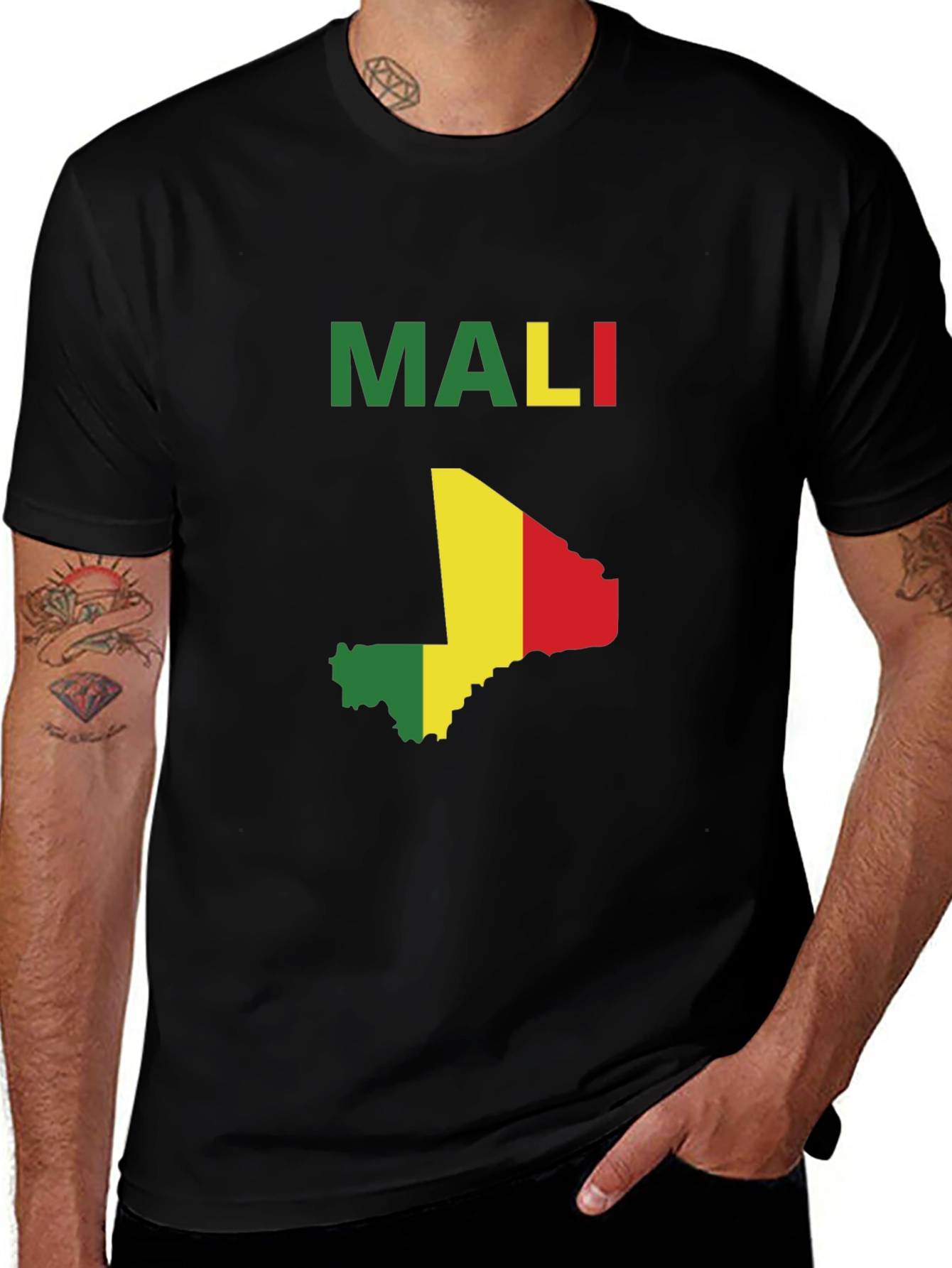 Mali Flag Map T-Shirt - Black