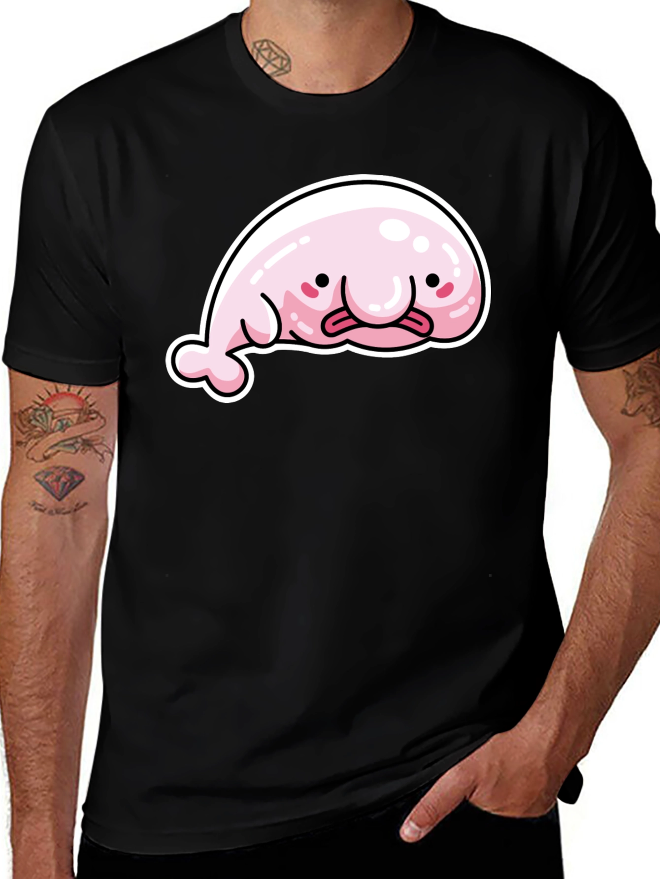Variant 22 of Funny Blobfish Graphic Black T-Shirt