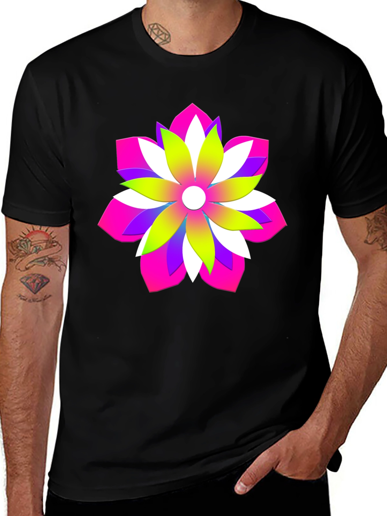 Variant 27 of Vibrant Floral Graphic Tee - Bold Design