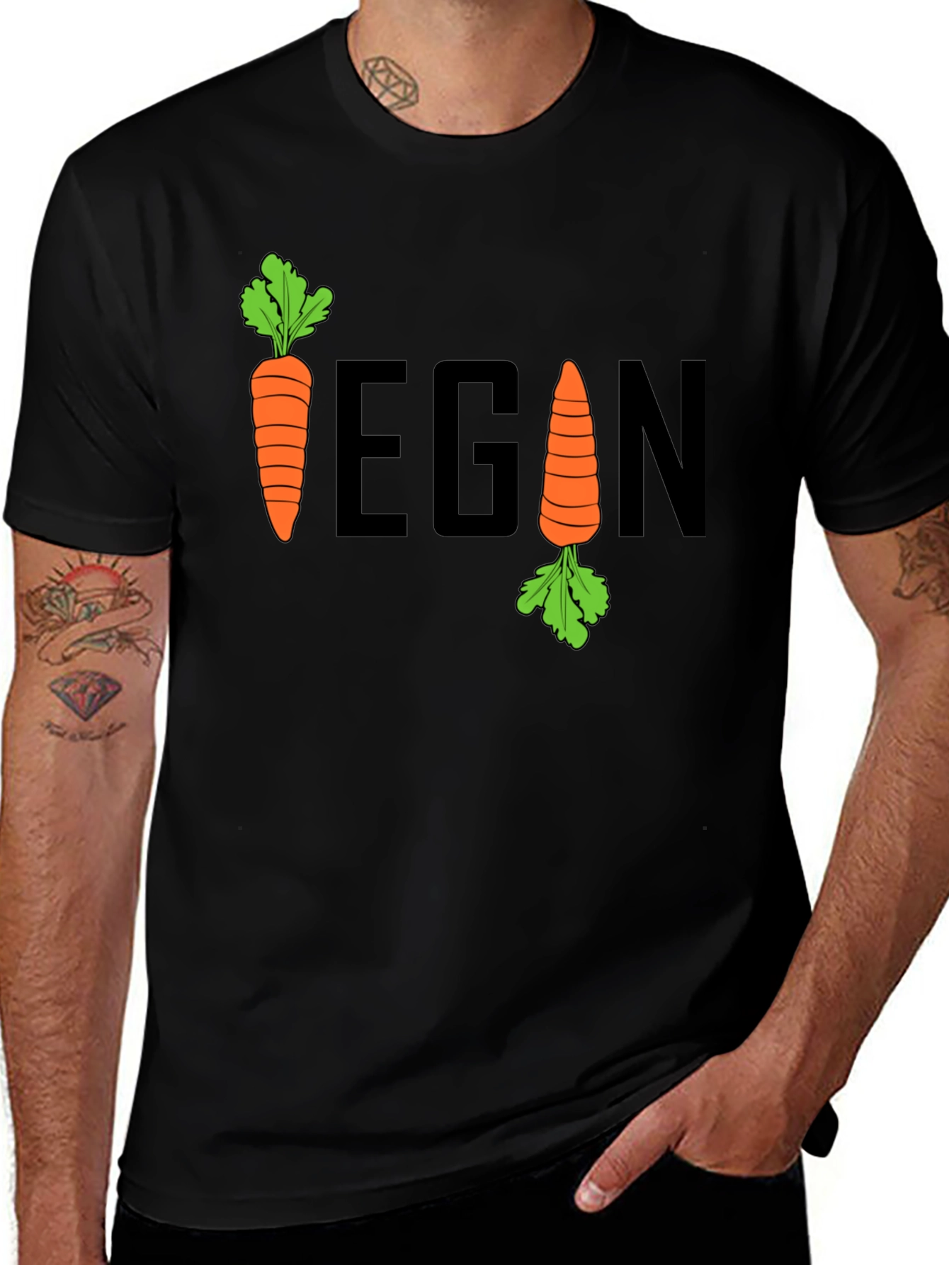 Variant 28 of Vegan Carrot Graphic T-Shirt - Unisex Black Tee