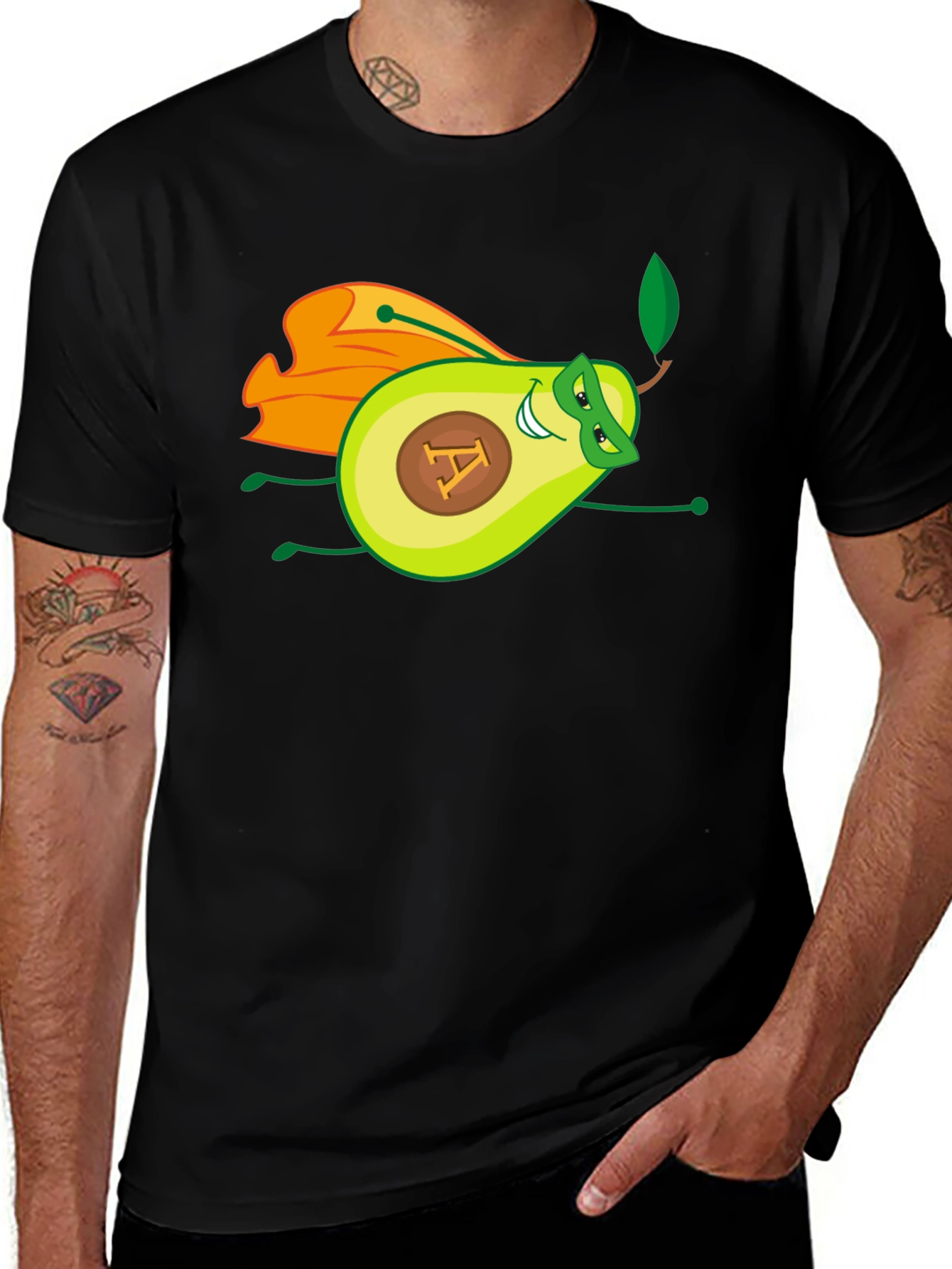 Variant 23 of Avocado Superhero T-Shirt - Fun & Unique Design
