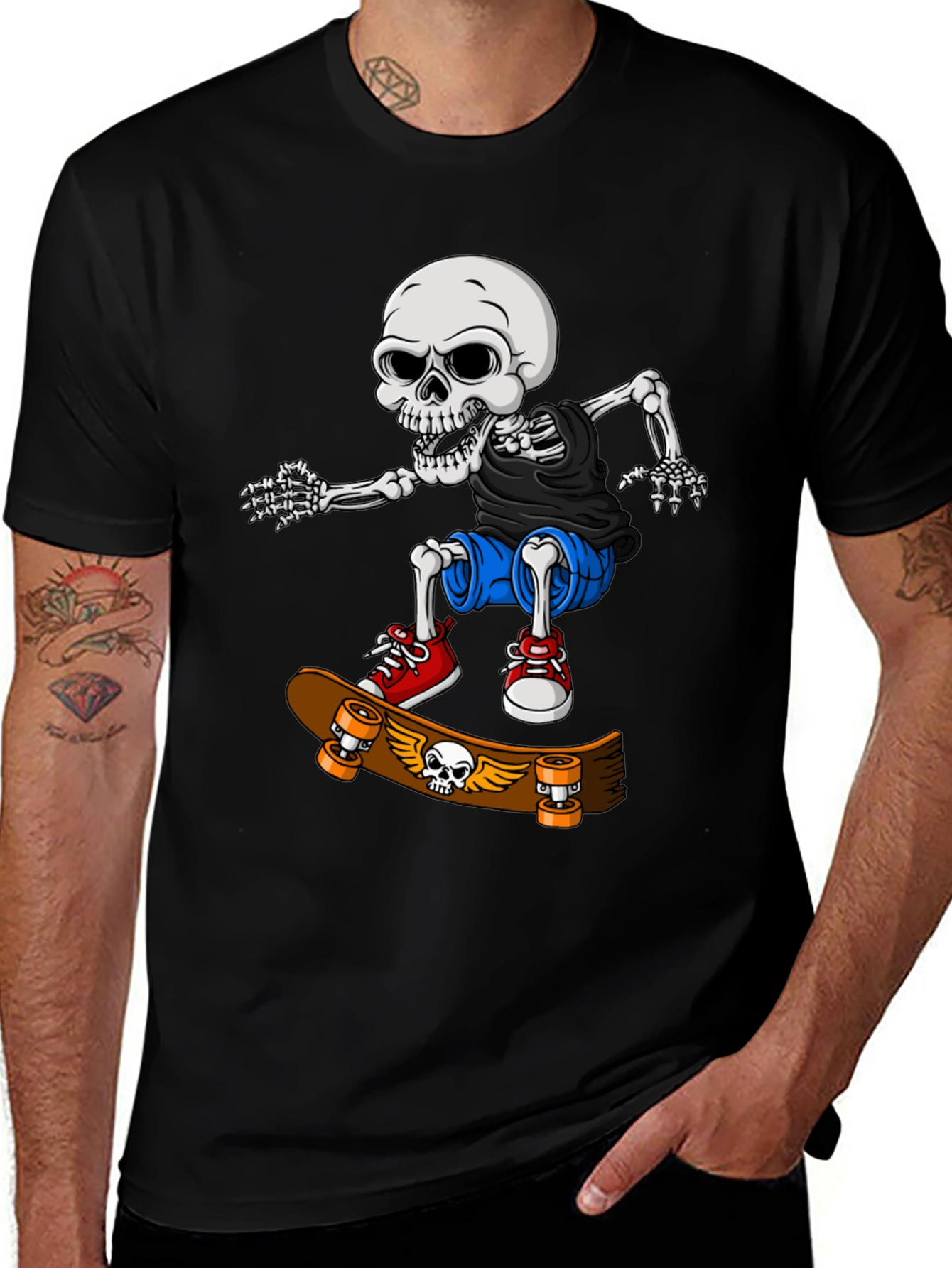 Variant 14 of Skeleton Skateboarder Graphic Tee