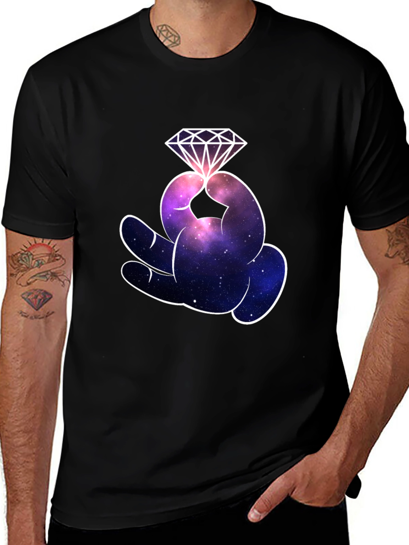 Variant 26 of Galaxy Diamond Hand Graphic T-Shirt