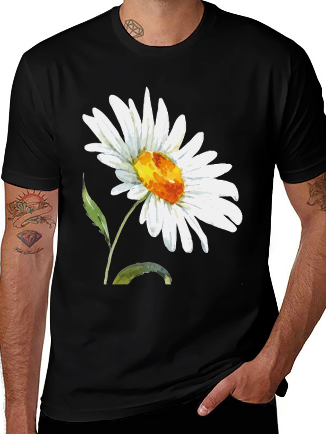Variant 4 of Daisy Graphic T-Shirt - Black Casual Tee