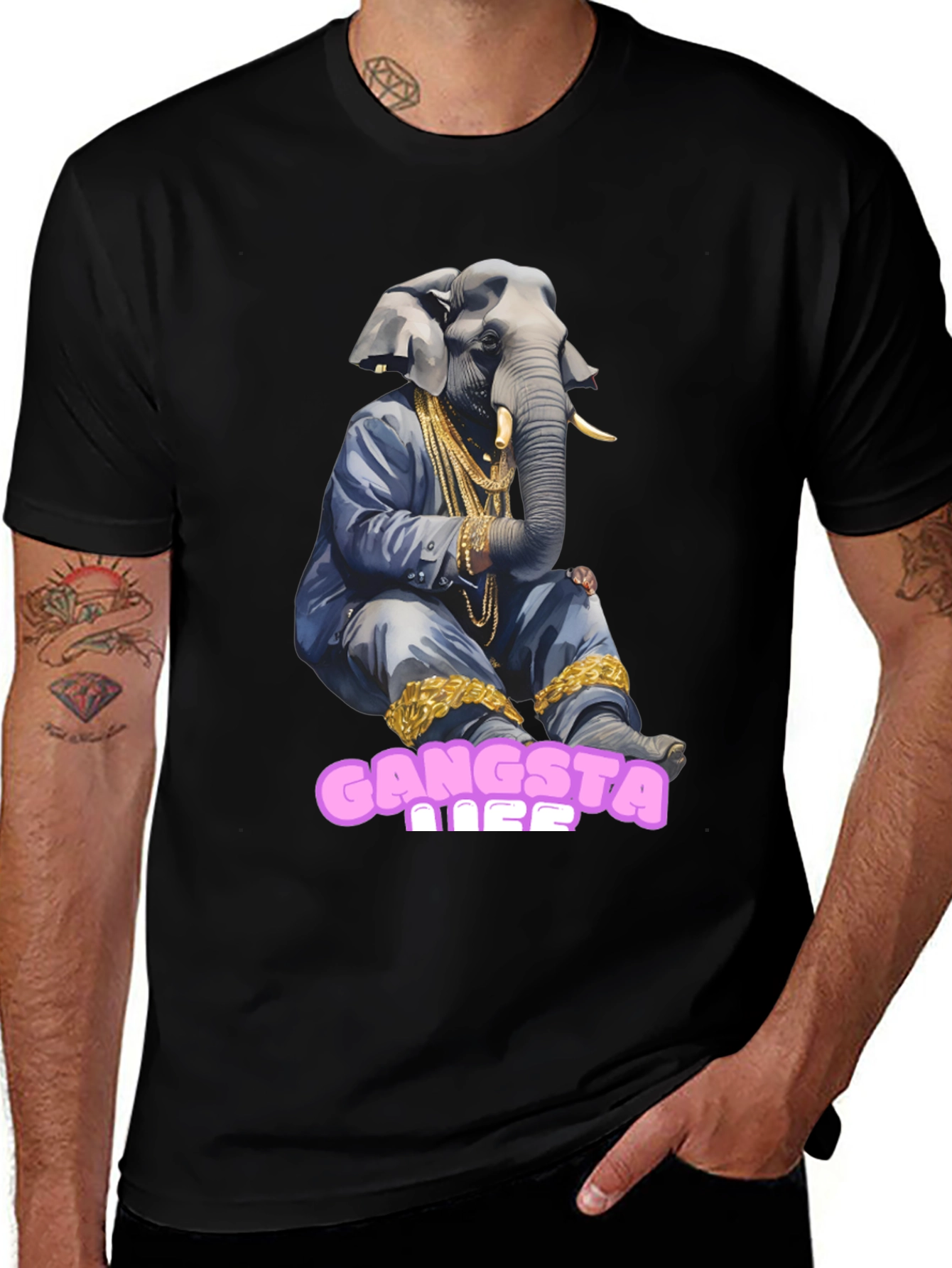 Variant 12 of Gangsta Elephant Graphic T-Shirt