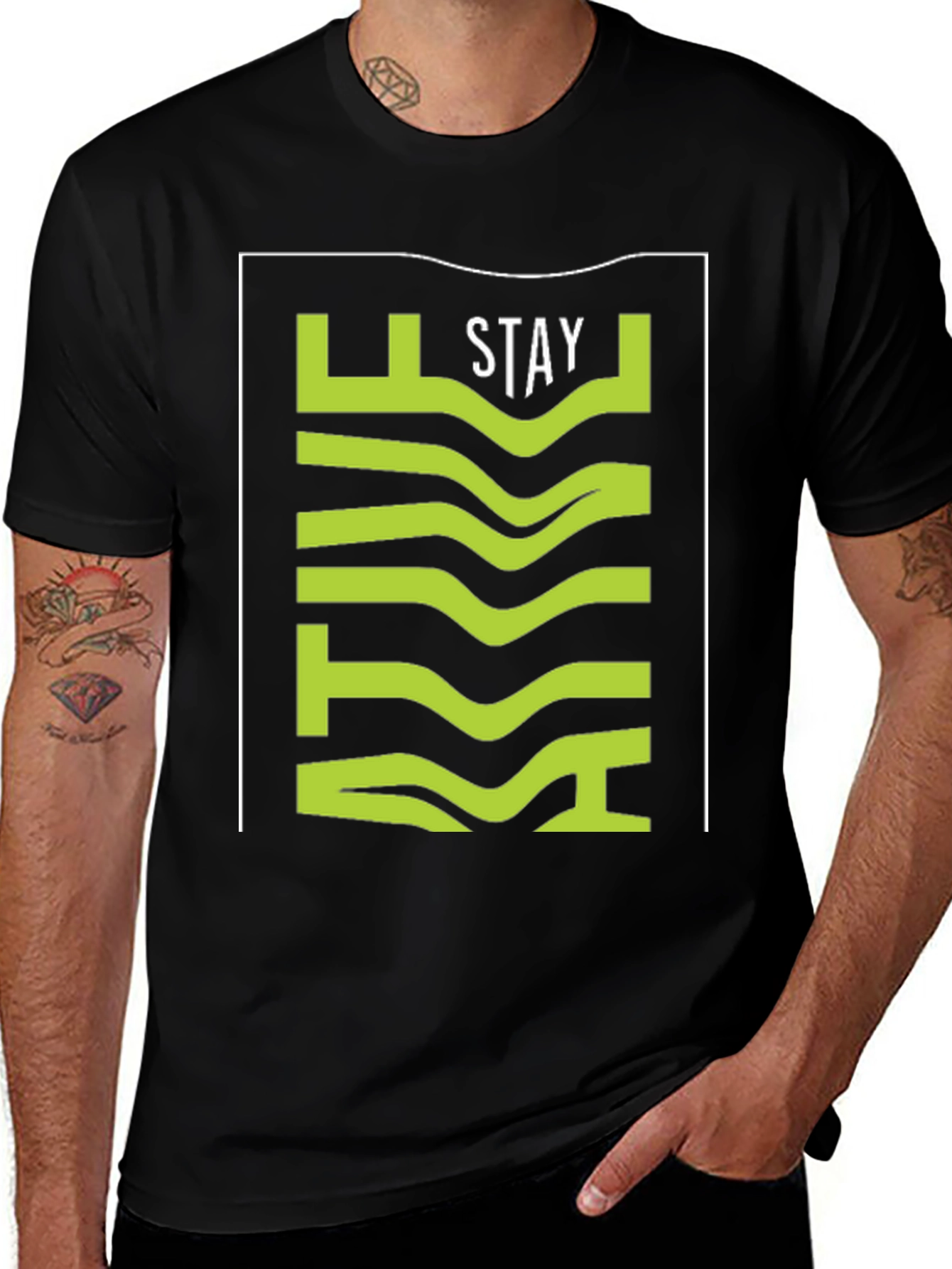 Variant 27 of Stay Active Stylish Graphic Tee - Black Cotton