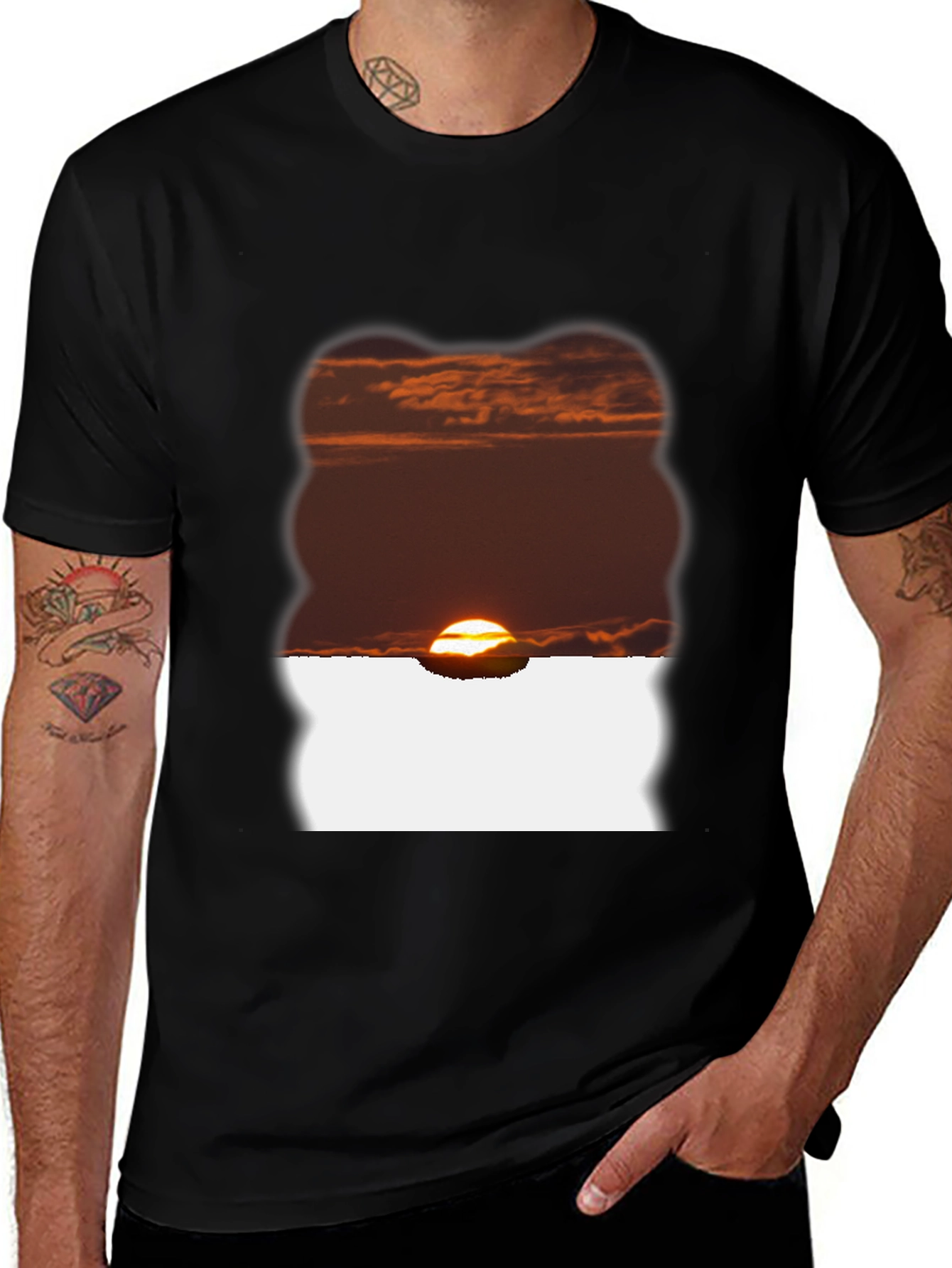 Variant 11 of Sunset Graphic Tee - Black Casual T-Shirt