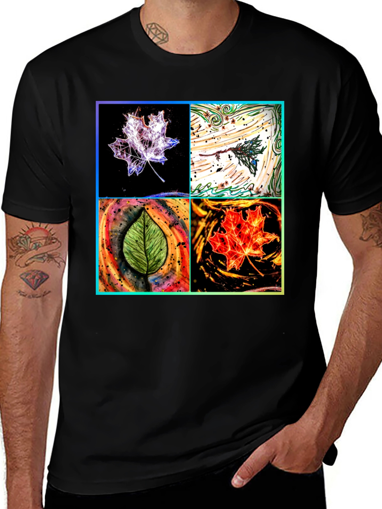 Variant 21 of Four Seasons Leaf T-Shirt - Unique Nature Design