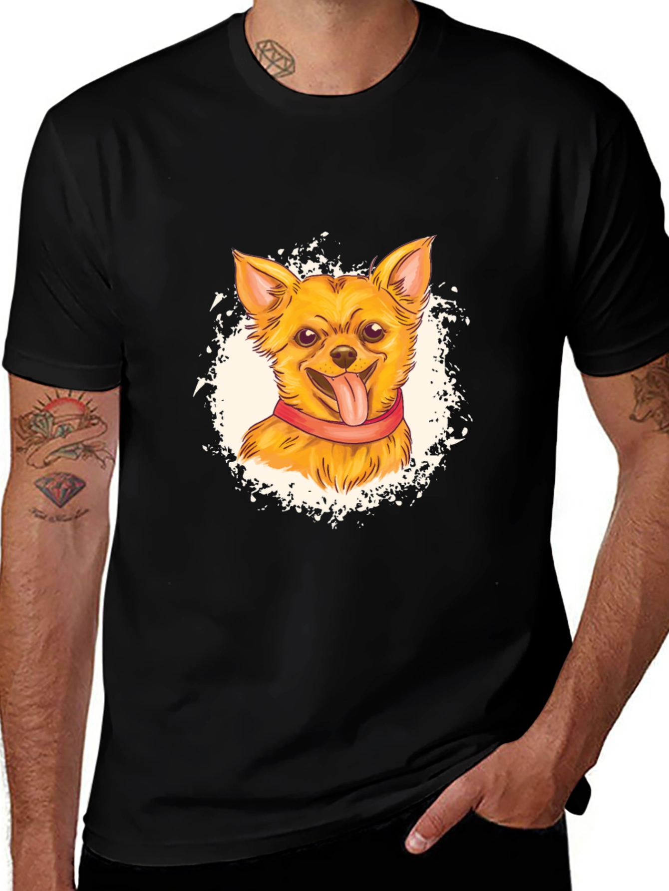 Variant 28 of Chihuahua Graphic Print Black T-Shirt