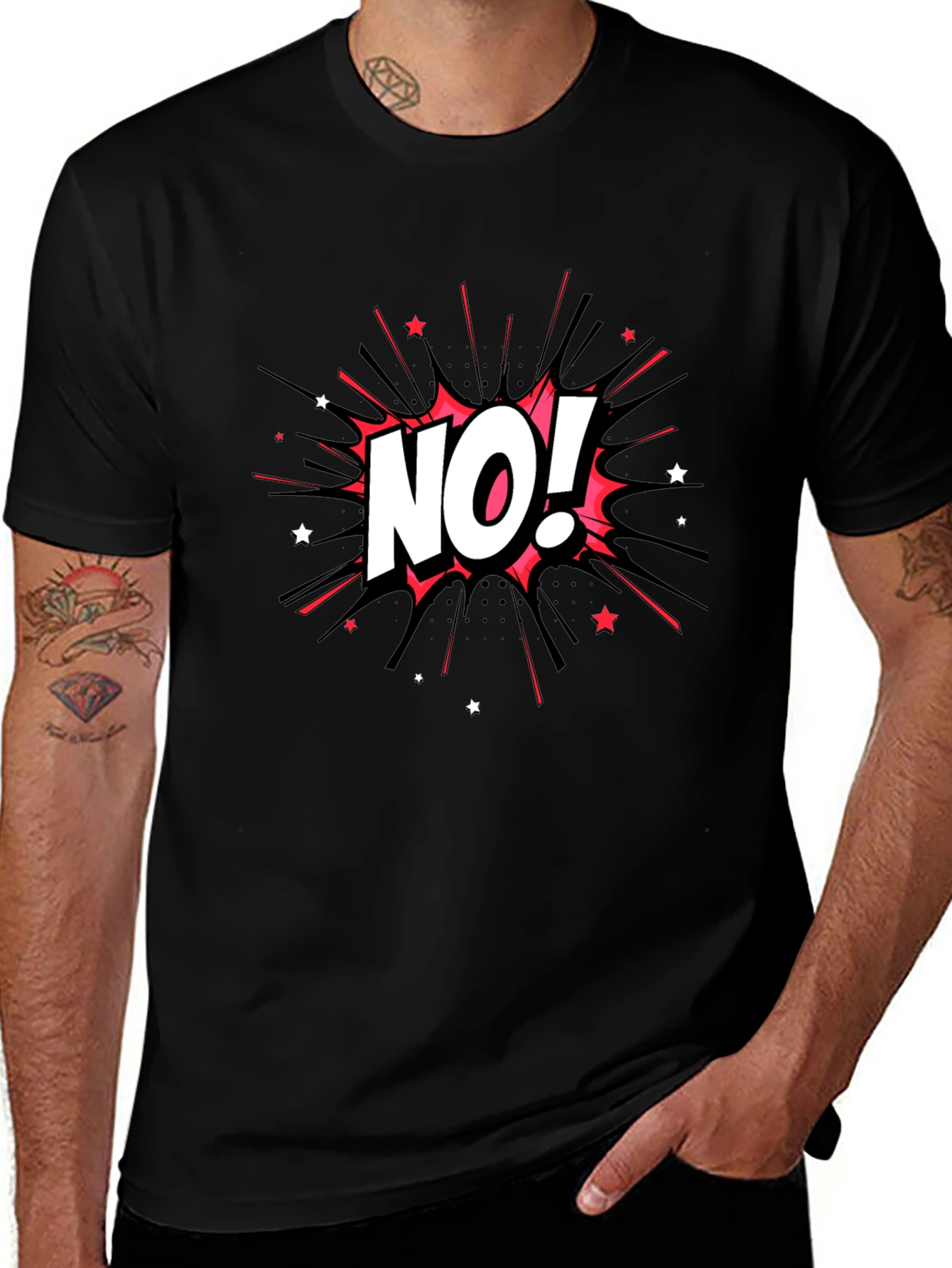 Variant 3 of No! Graphic Print Black Tee