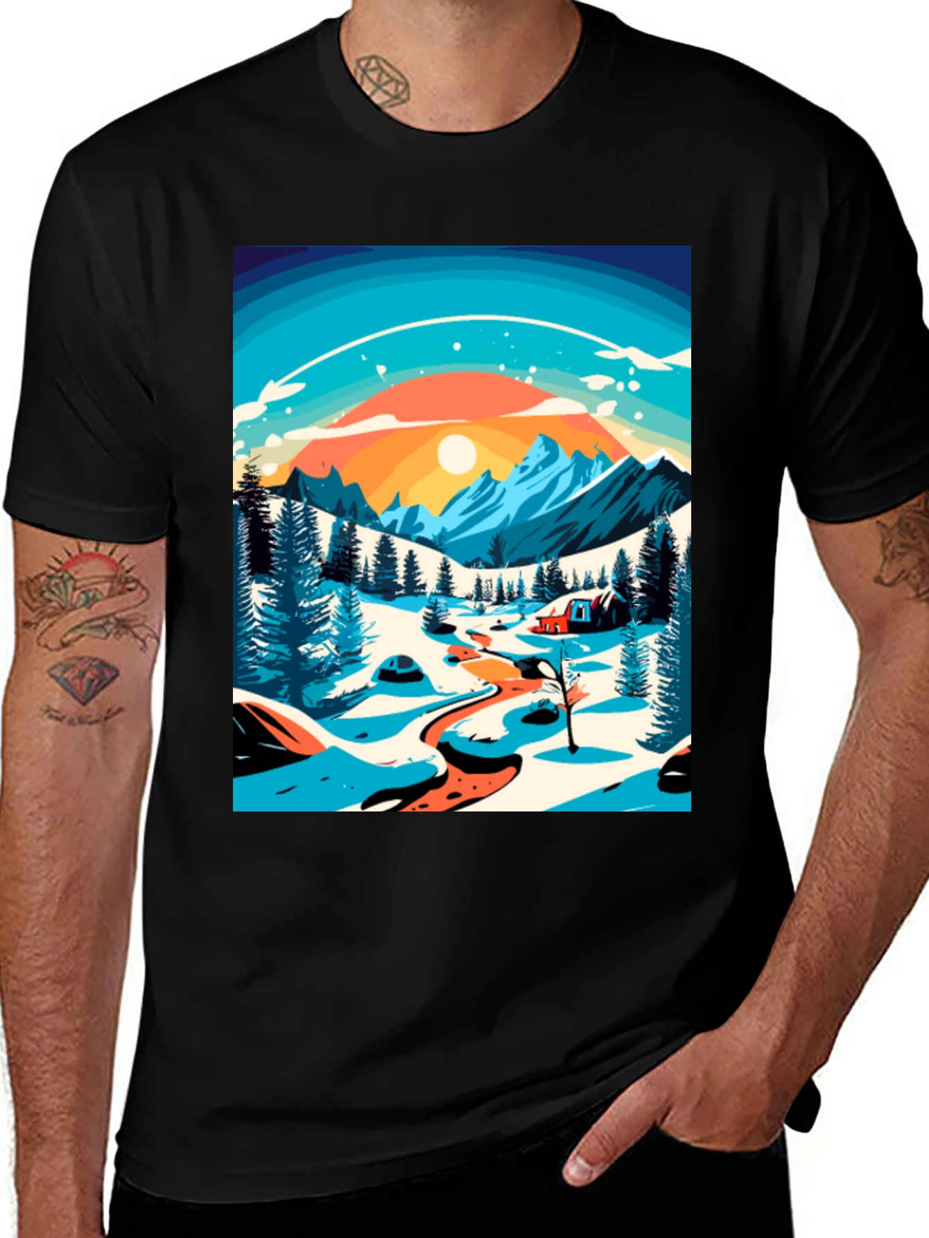 Variant 21 of Winter Mountain Scene Graphic Tee