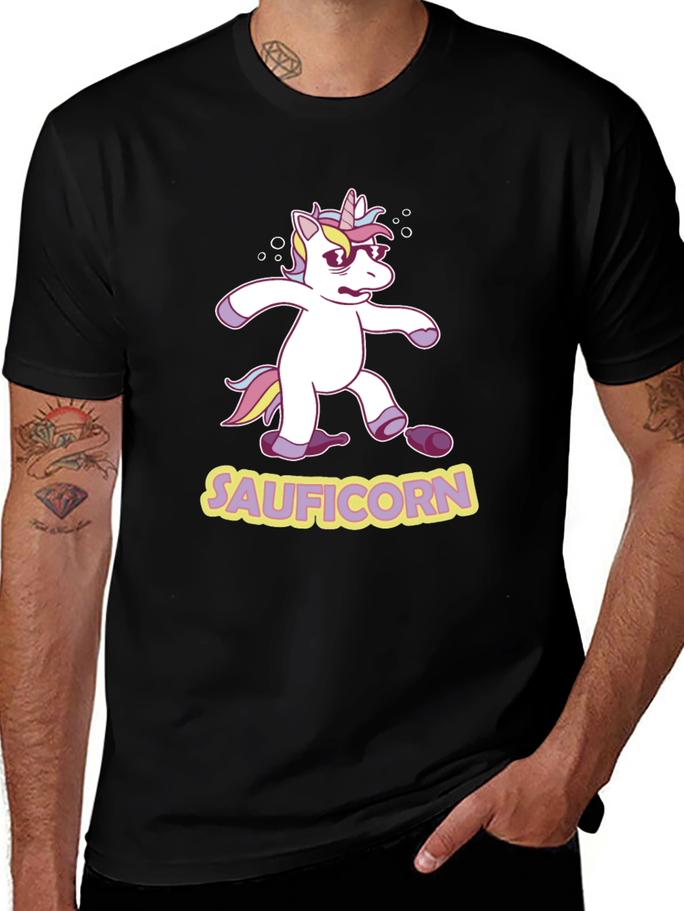 Variant 30 of Sauficorn T-Shirt - Drunk Unicorn Party Tee