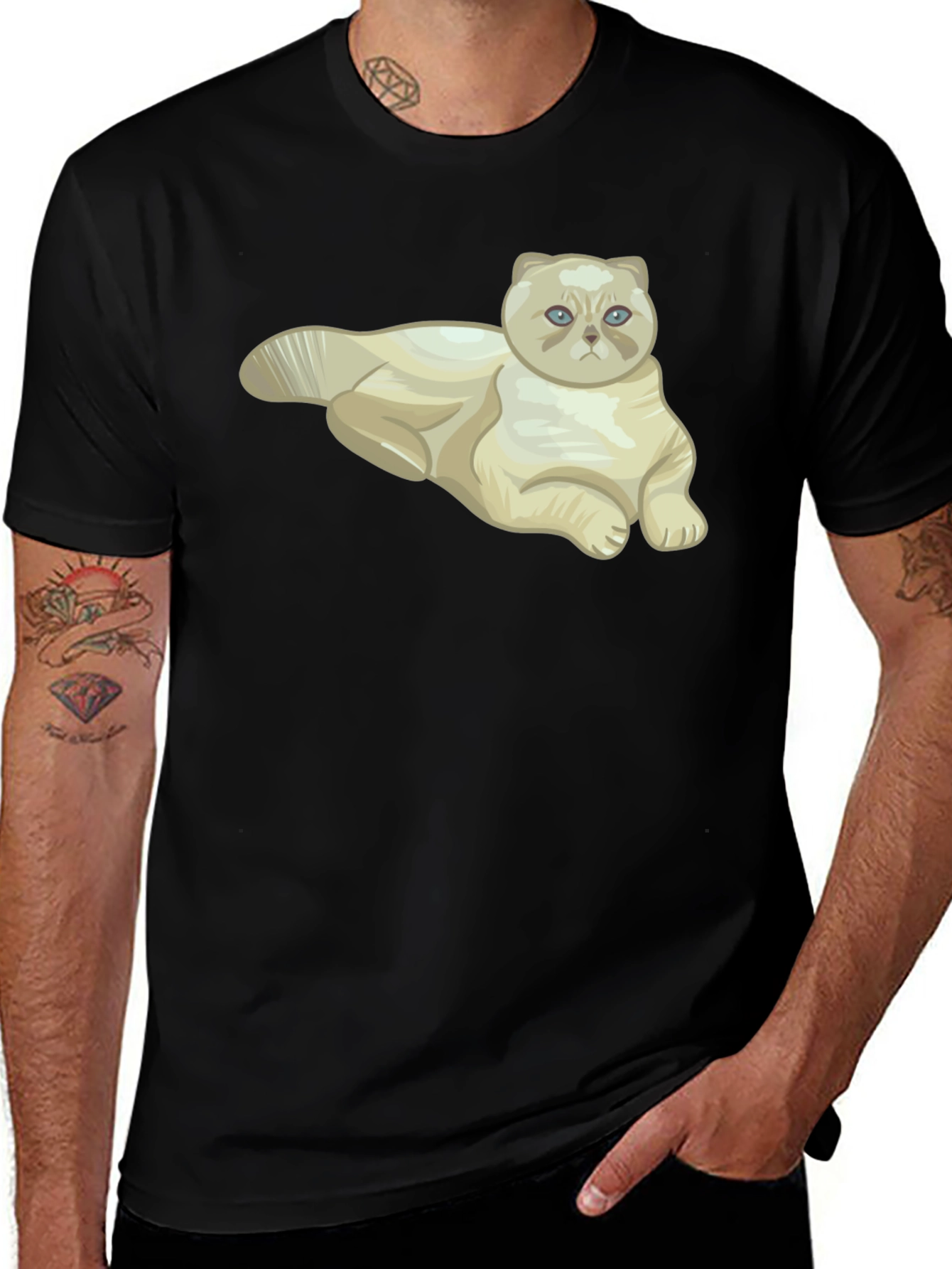 Variant 16 of Cat Graphic T-Shirt - Casual Black Tee