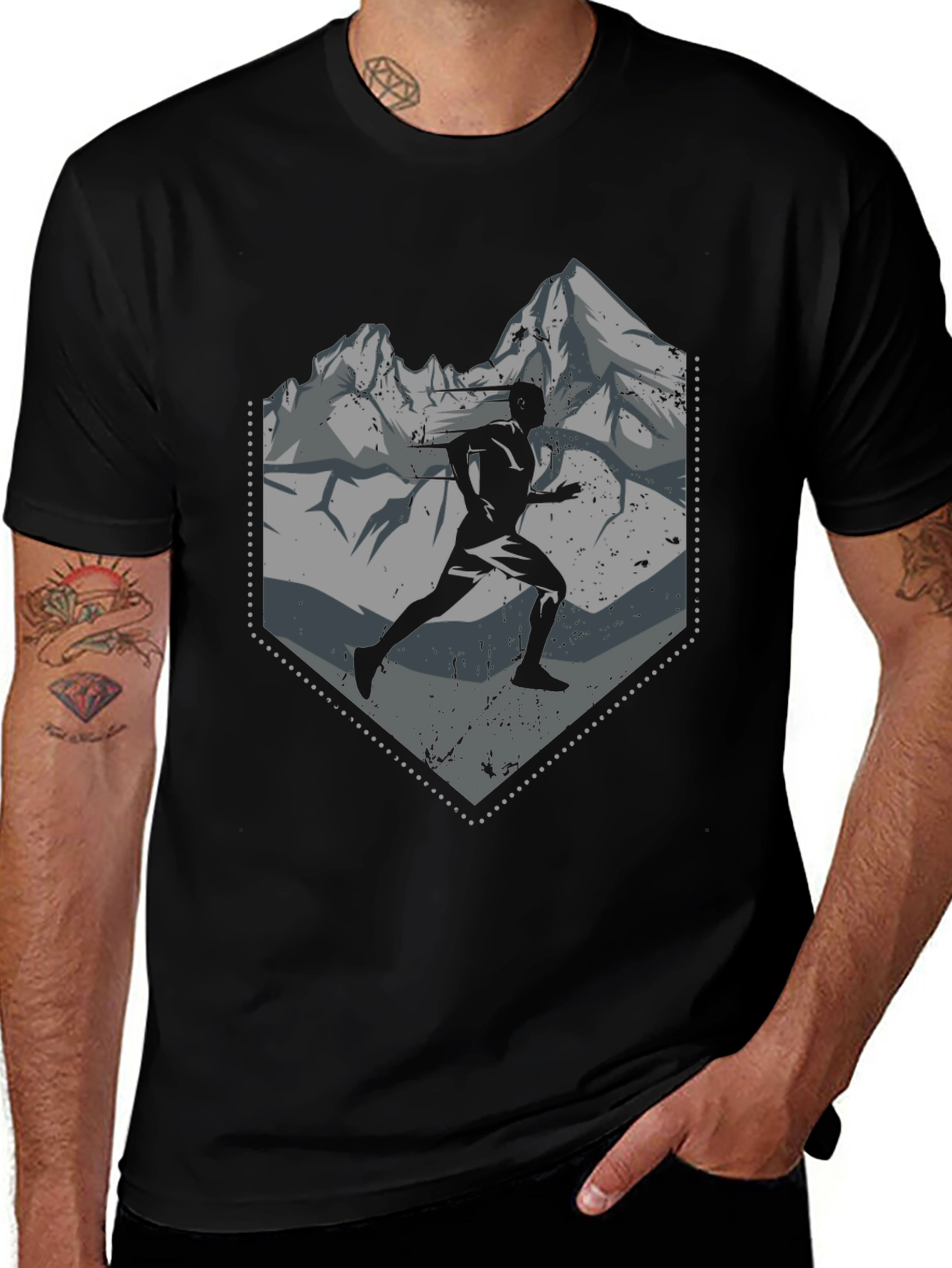 Variant 12 of Mountain Runner Graphic Tee - Black