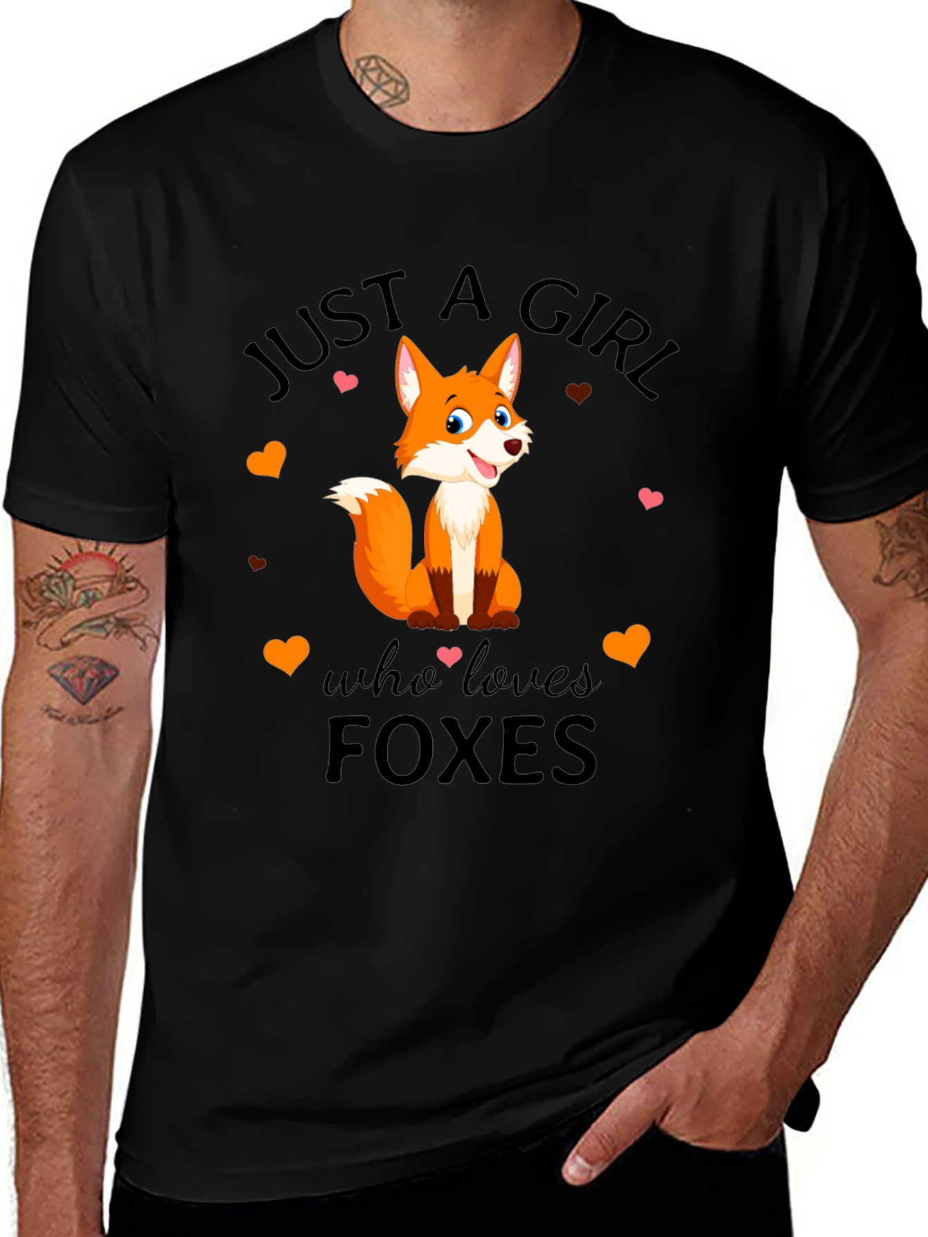 Black Just A Girl Who Loves Foxes T-Shirt main image