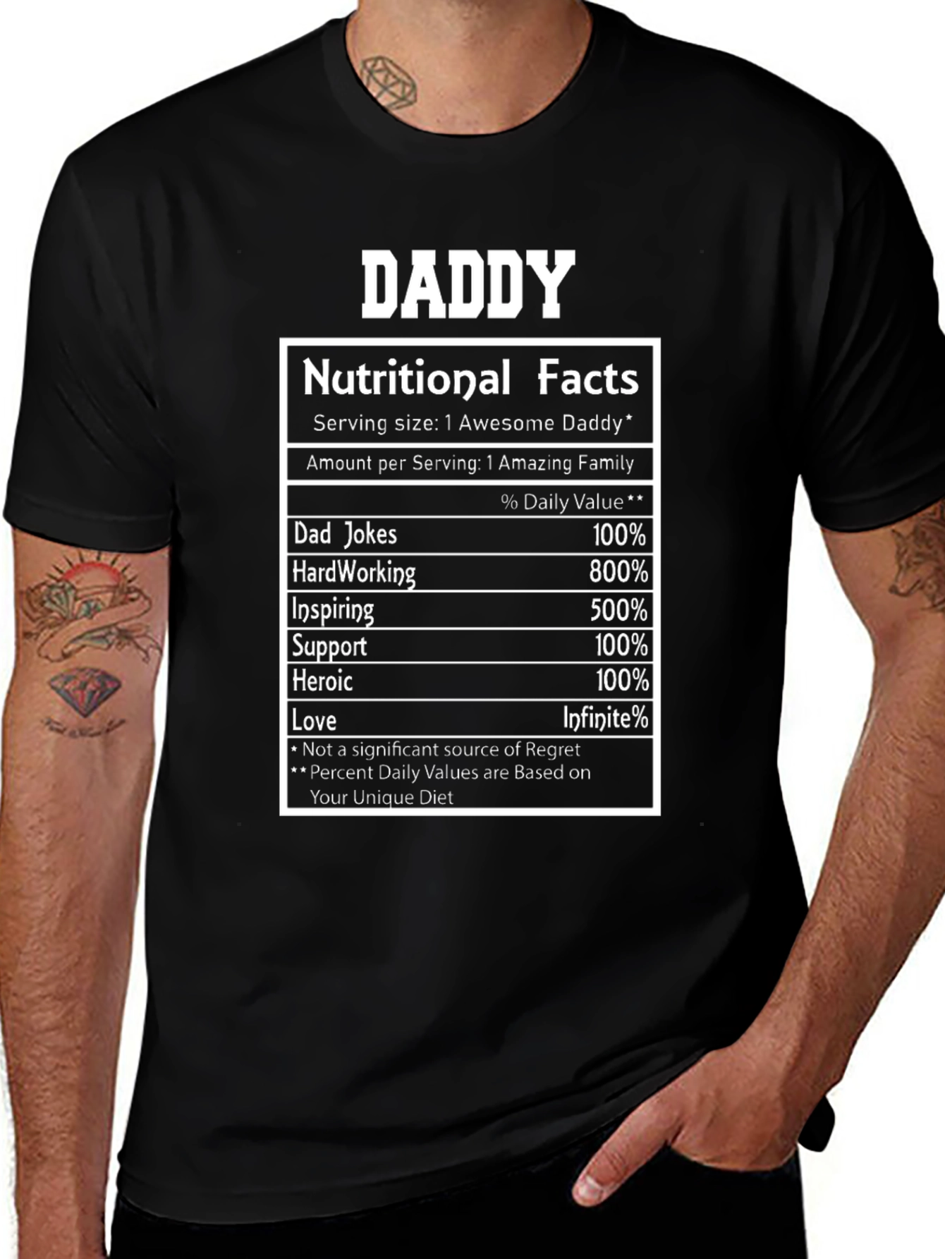 Variant 30 of Awesome Daddy Nutritional Facts Black T-Shirt