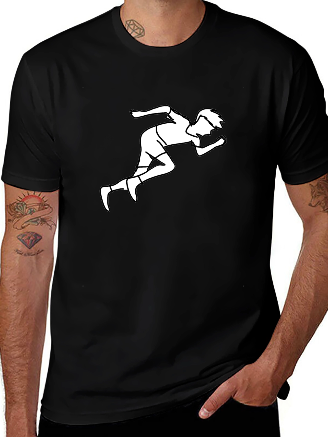 Variant 21 of Running Man Graphic T-Shirt - Black