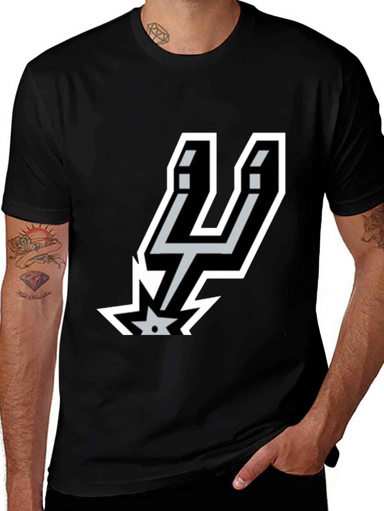 Variant 4 of Men's Spurs Logo Graphic Black T-Shirt