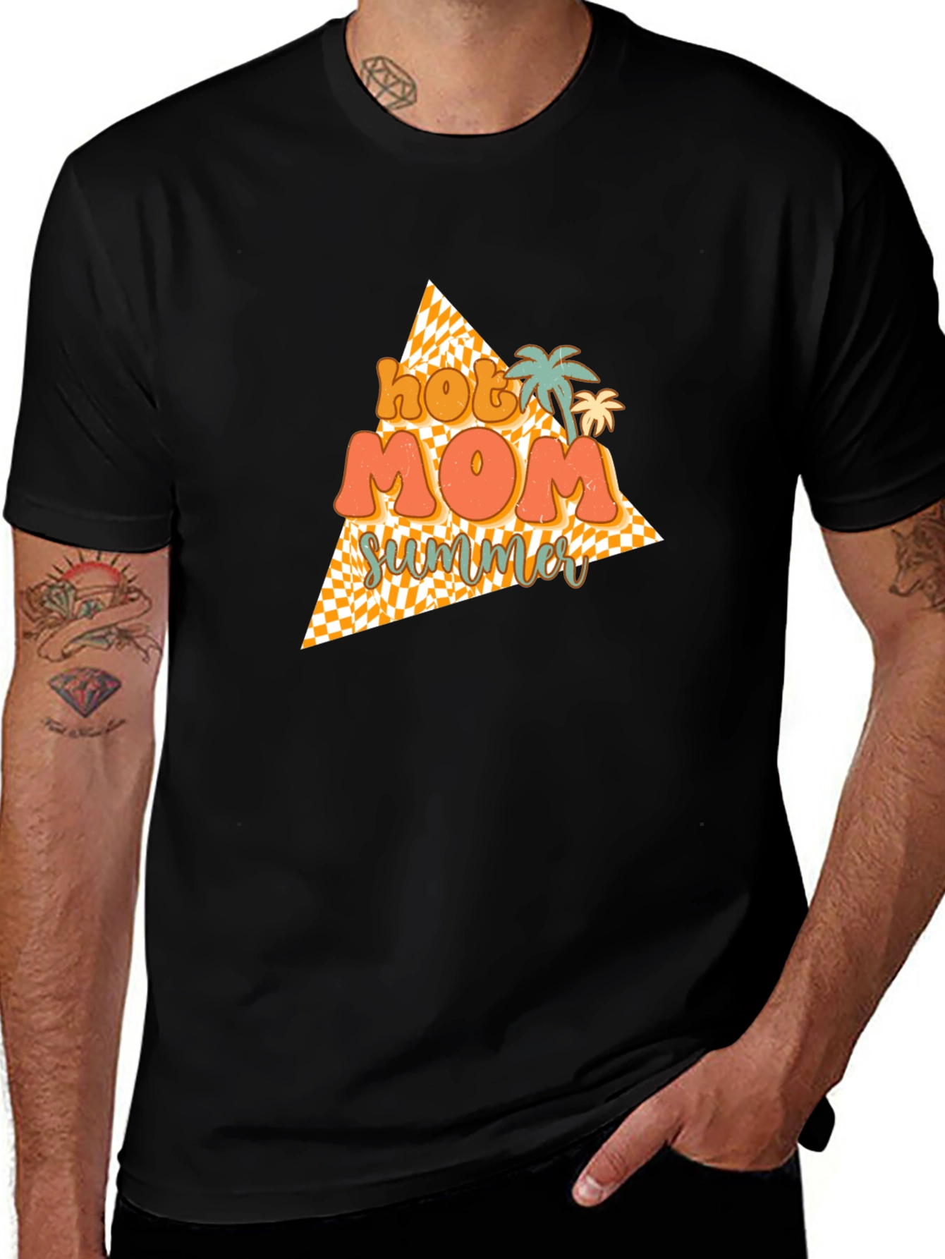 Variant 10 of Hot Mom Summer T-Shirt - Black Graphic Tee