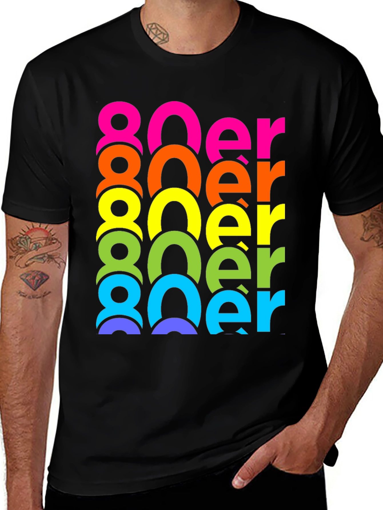 Variant 5 of Retro Rainbow Text Graphic Tee