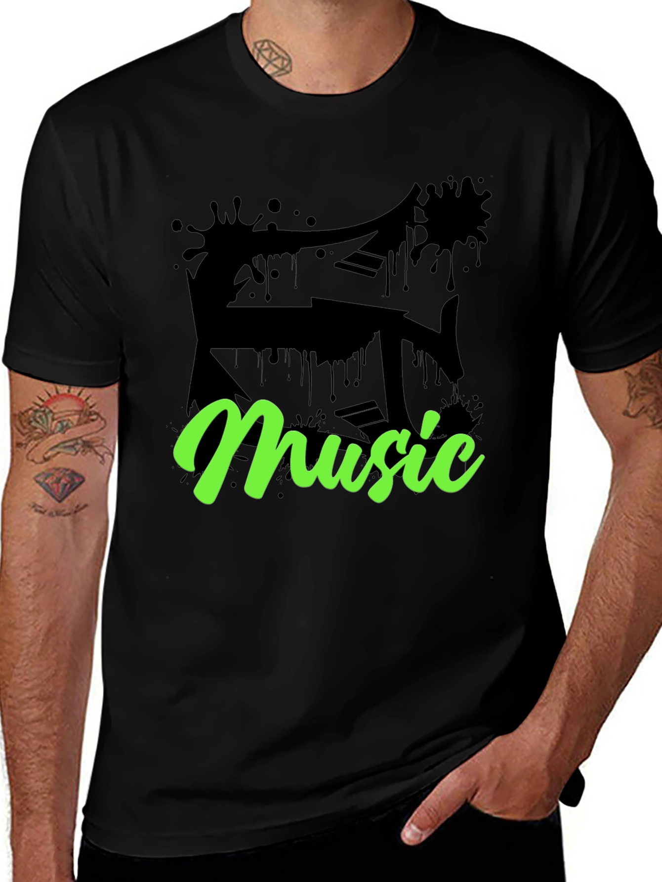 Variant 24 of Music Inspired Black Graphic Tee