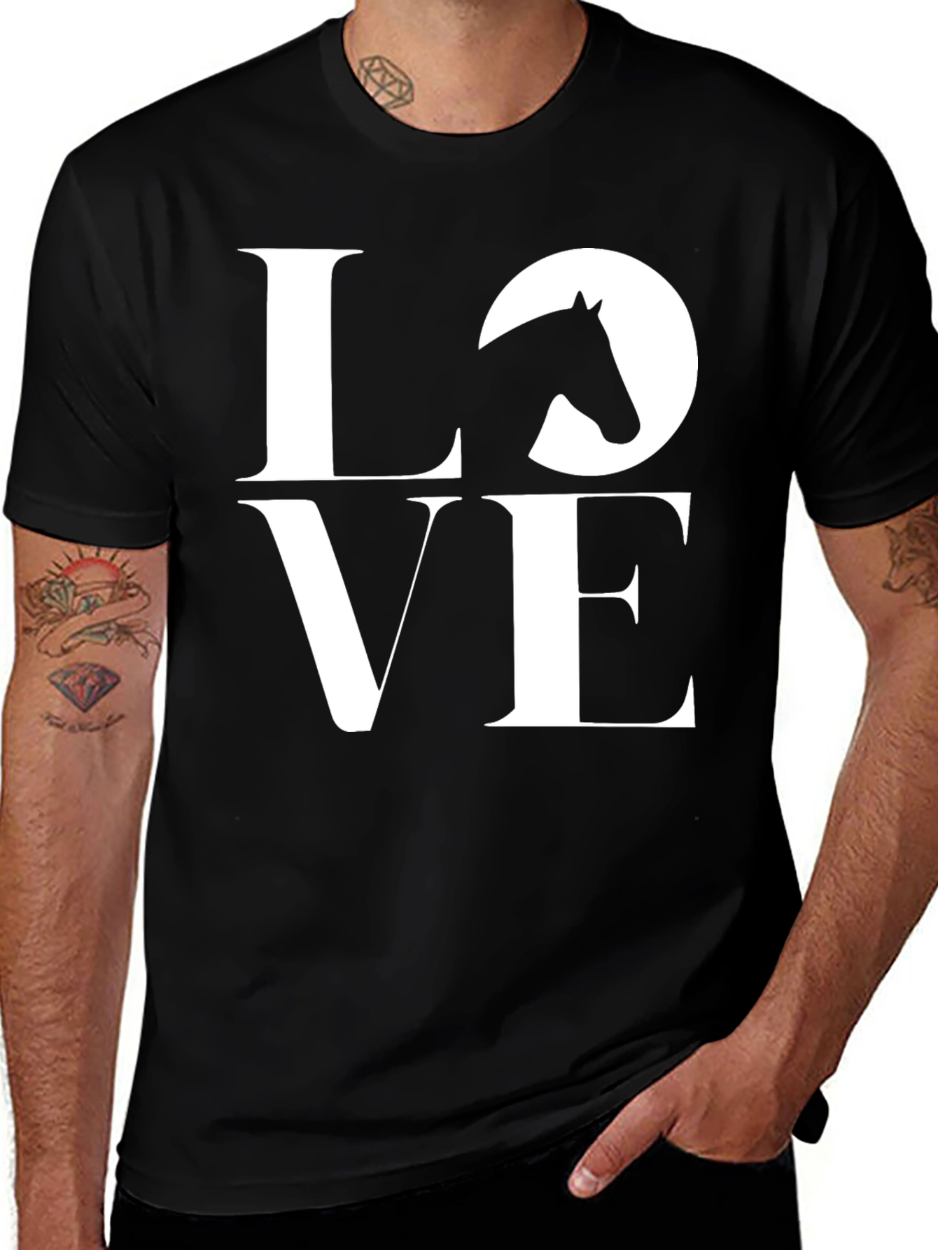 Black Horse Love T-Shirt - Equestrian Style Tee main image