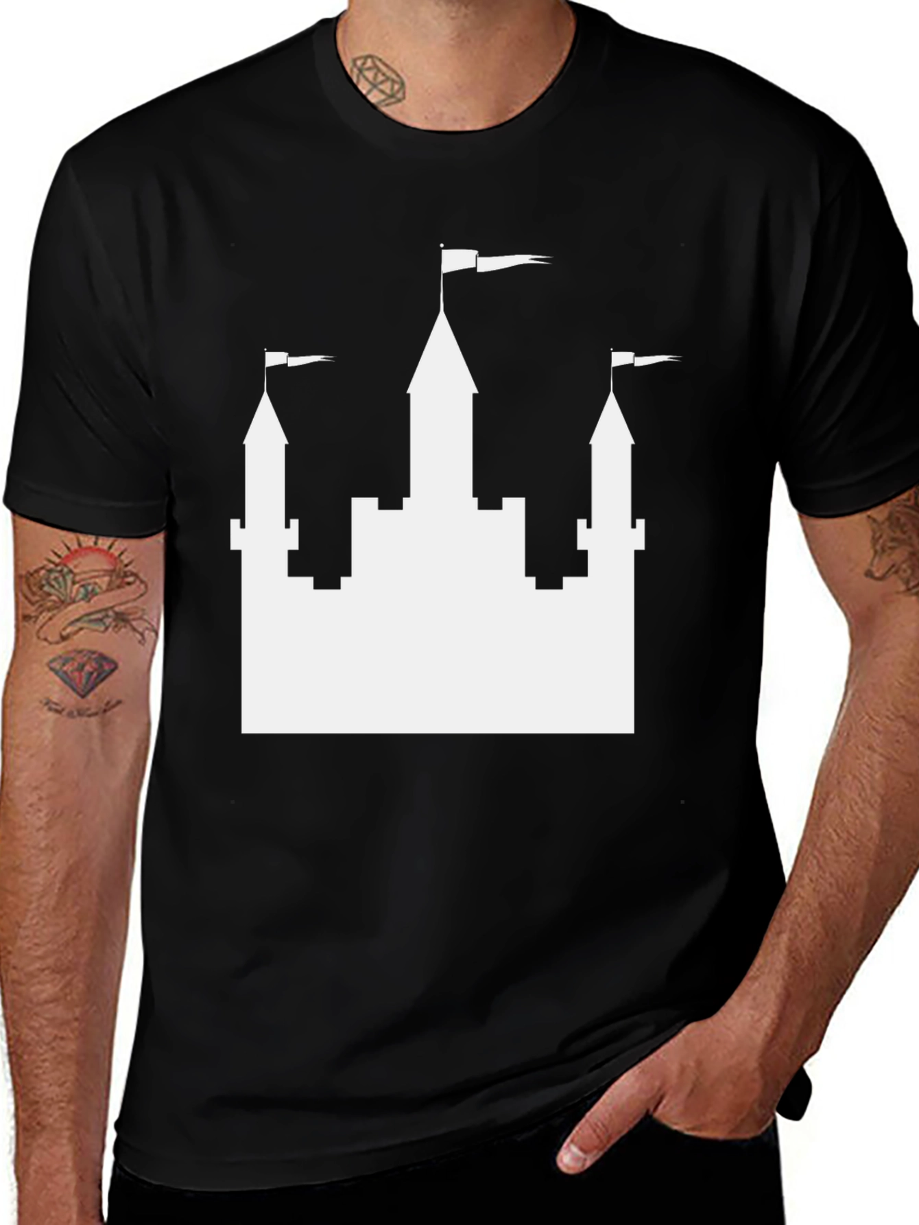 Variant 3 of Castle Graphic Tee - Black Casual T-Shirt