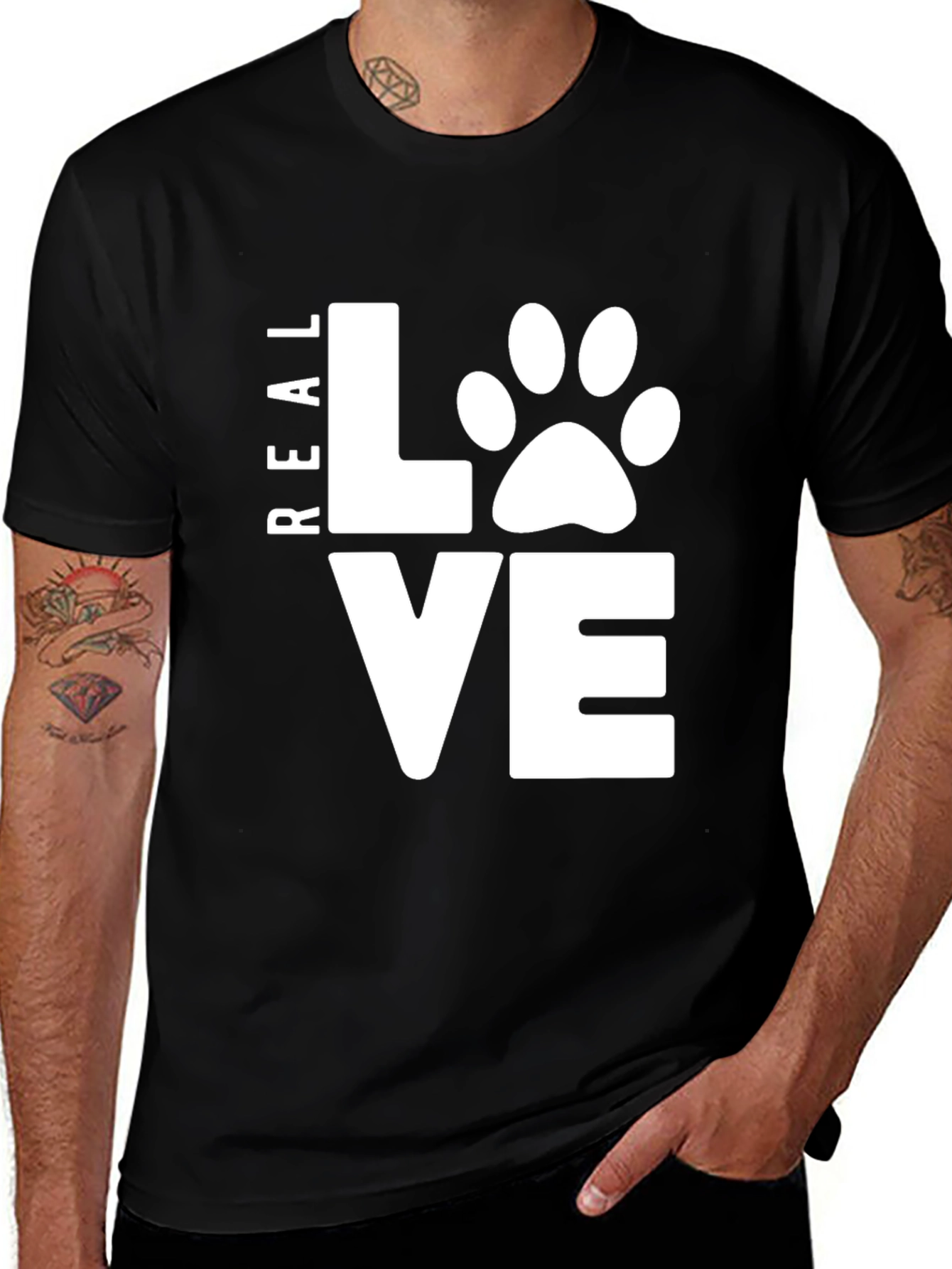 Variant 27 of Real Love Dog Paw T-Shirt - Men's Black Tee