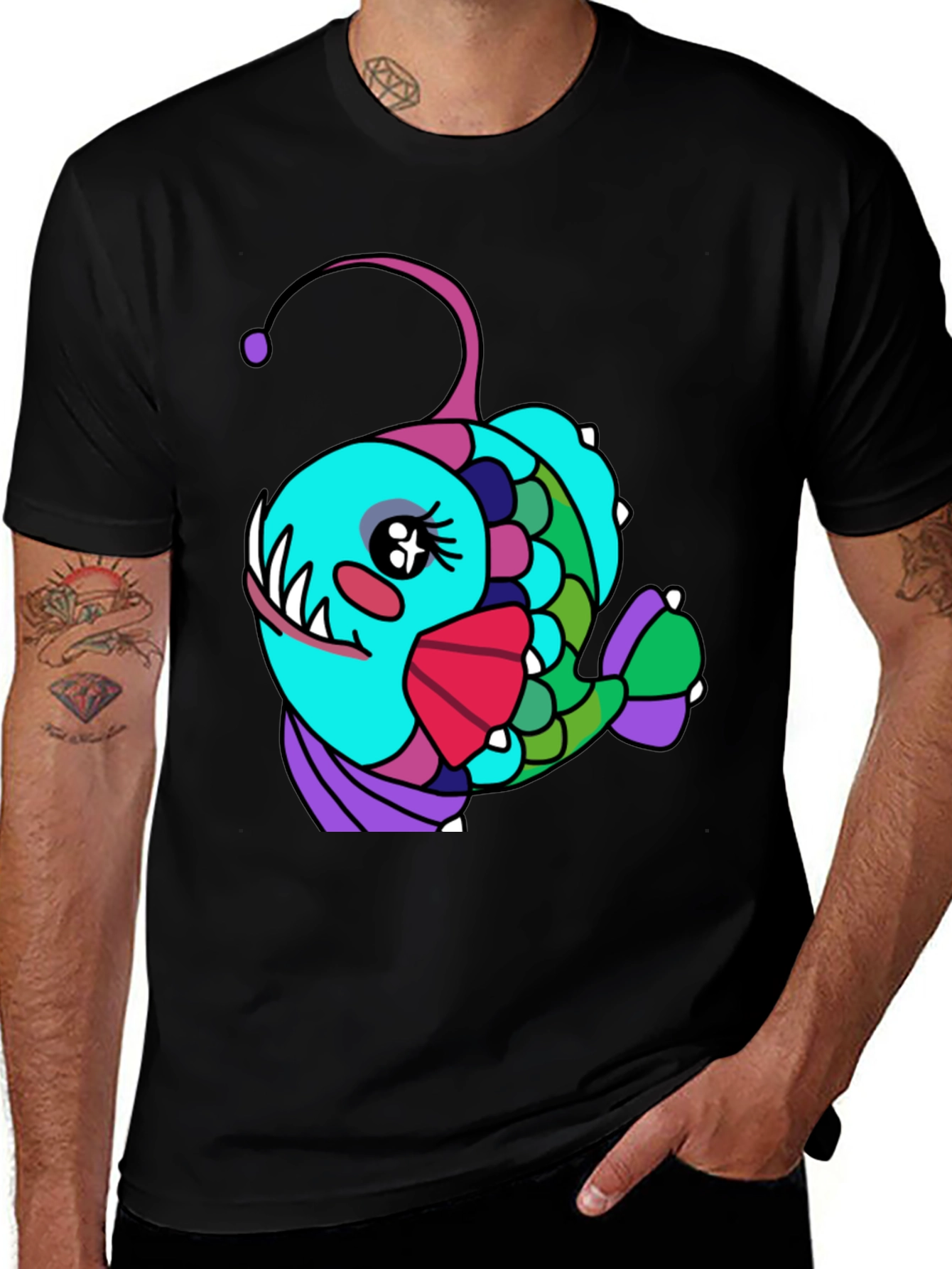 Variant 24 of Anglerfish Cartoon T-Shirt - Unique Graphic Tee