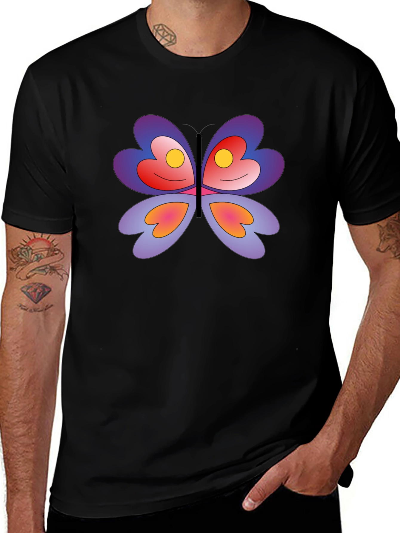 Variant 29 of Butterfly Smile Graphic Black T-Shirt
