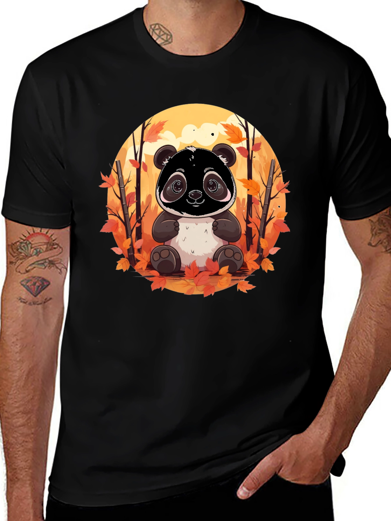 Variant 30 of Panda Autumn Black T-Shirt