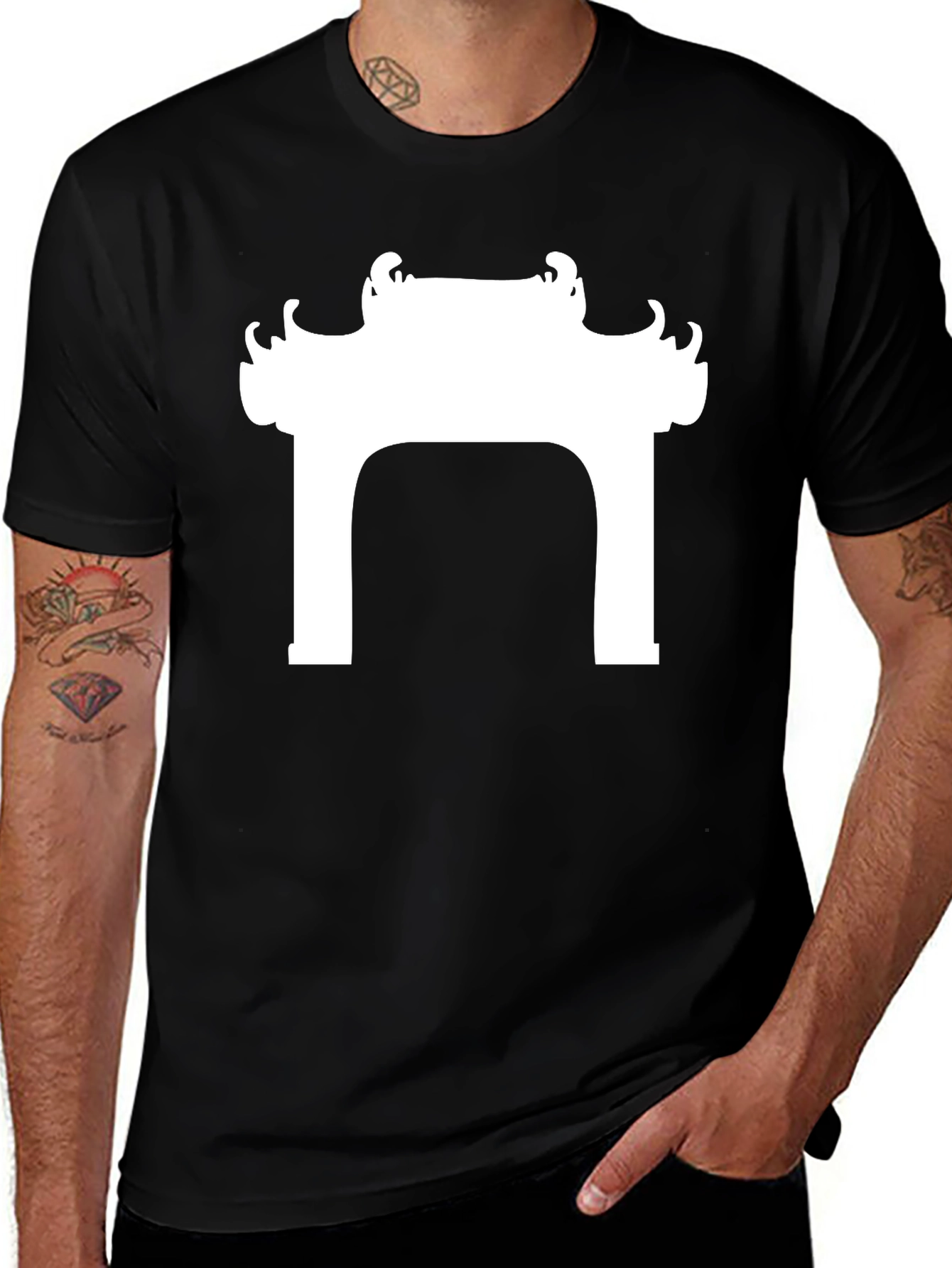 Black Black T-Shirt with Asian Arch Graphic main image