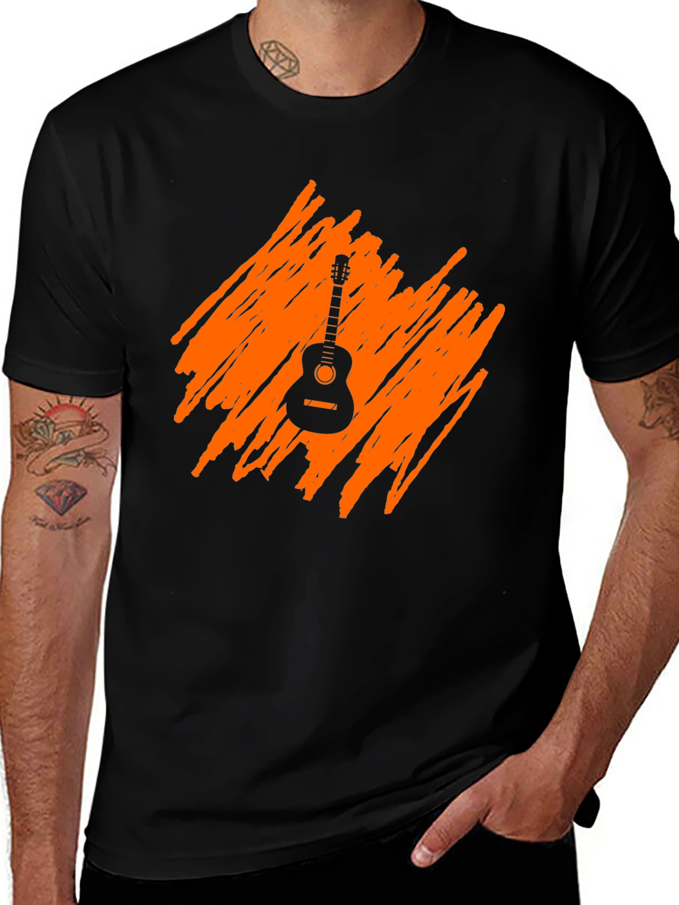 Variant 10 of Guitar Graphic Tee - Men's Black T-Shirt