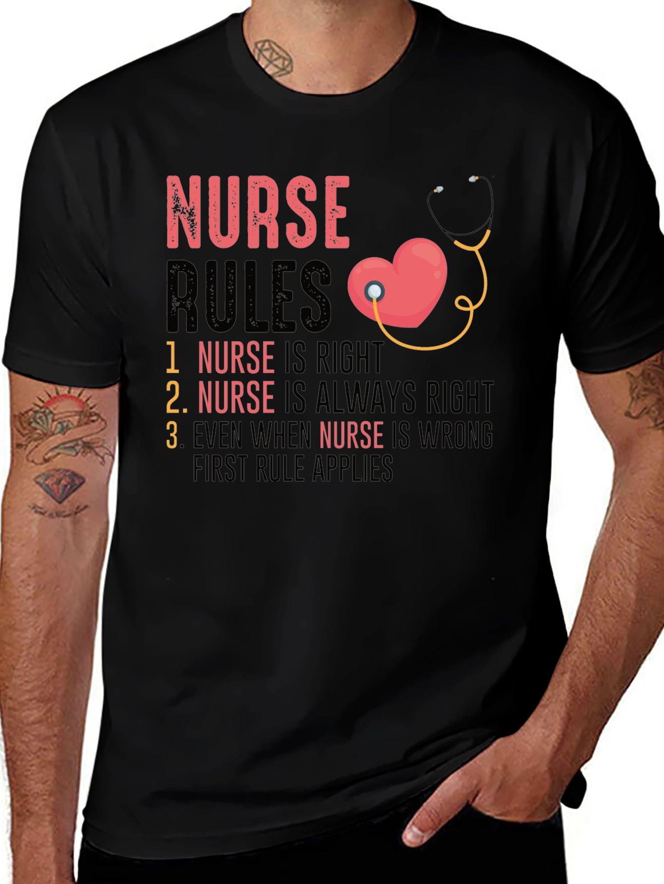 Variant 12 of Nurse Rules Graphic T-Shirt Funny Nursing Gift